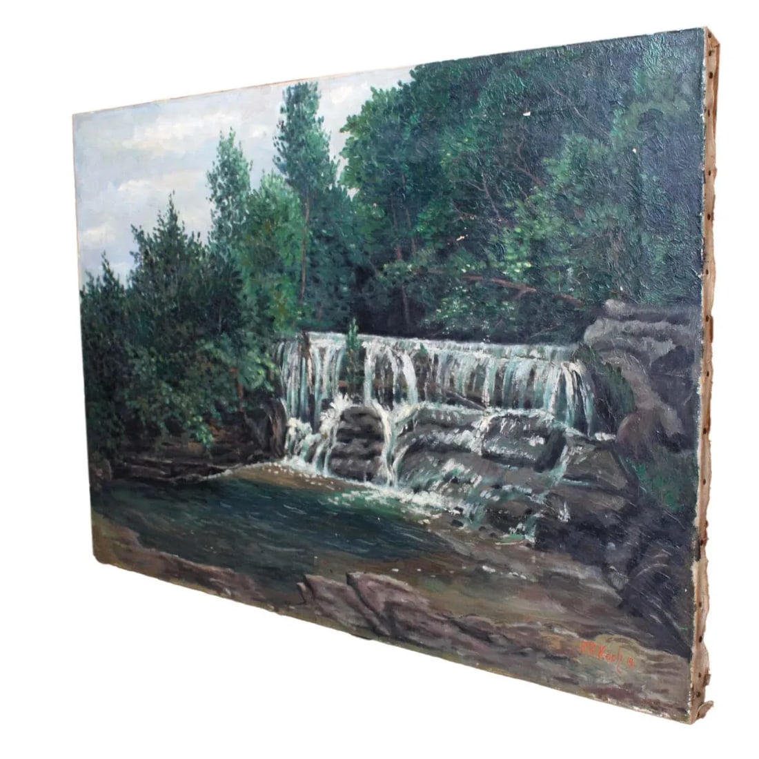 Mid 20th Century Waterfall, Oil on Canvas - 2