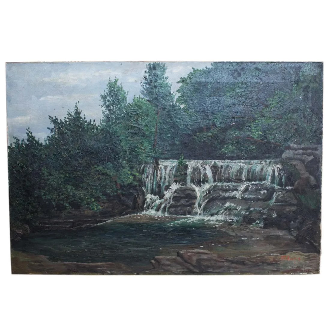 Mid 20th Century Waterfall, Oil on Canvas - 8