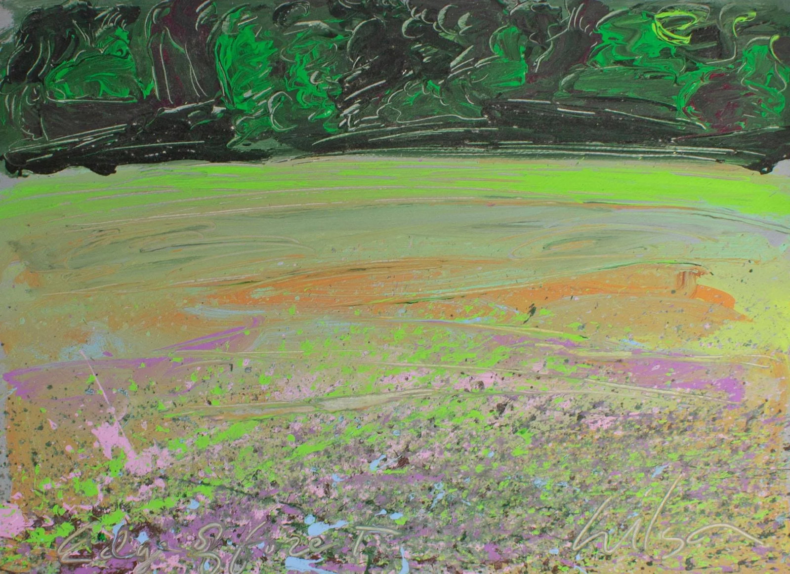 1980s "Edge of Forest" Abstract Acrylic on Paper Painting by Harry Hilson - 2