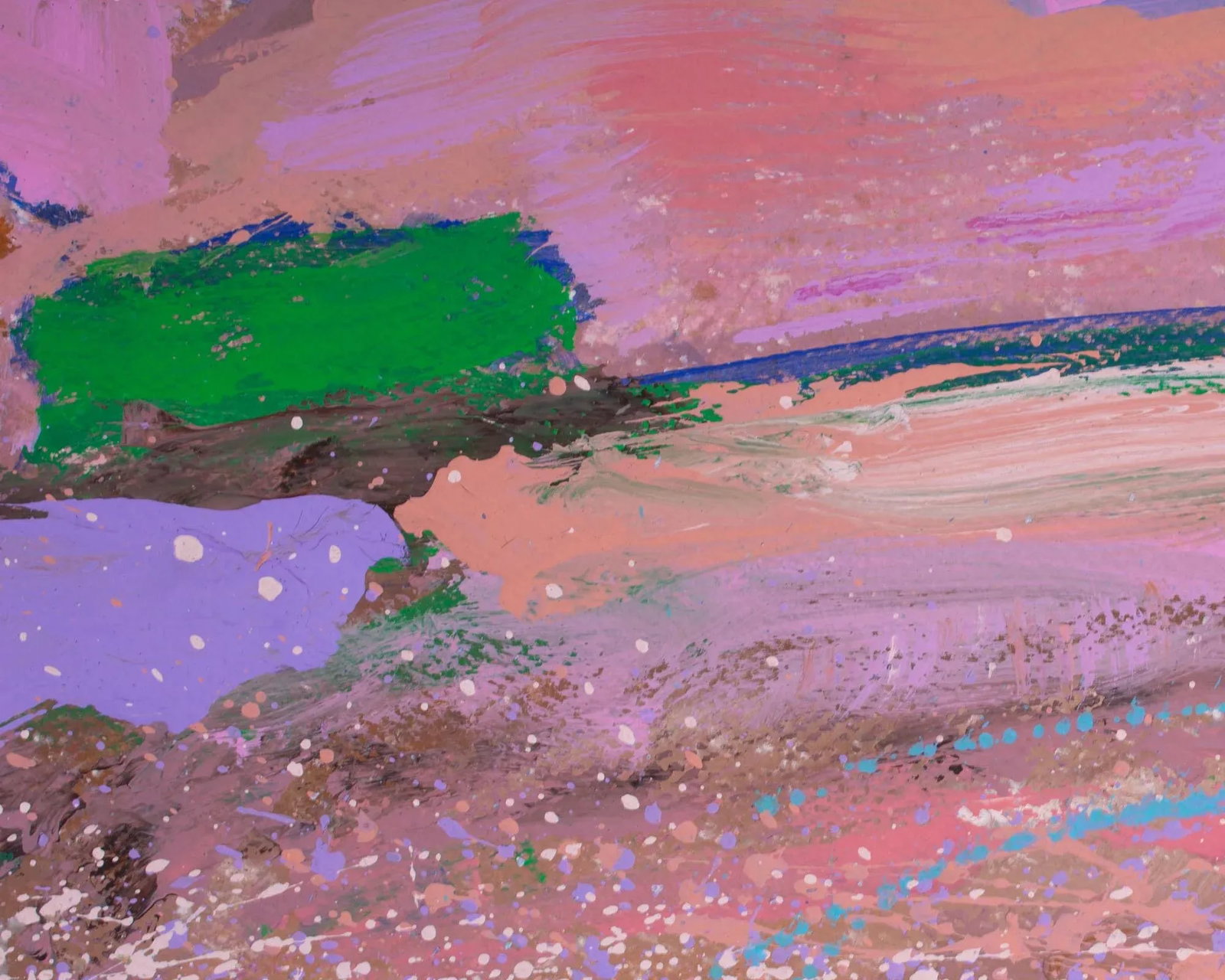 1980s Abstract Acrylic on Paper Landscape Painting by Harry Hilson - 3