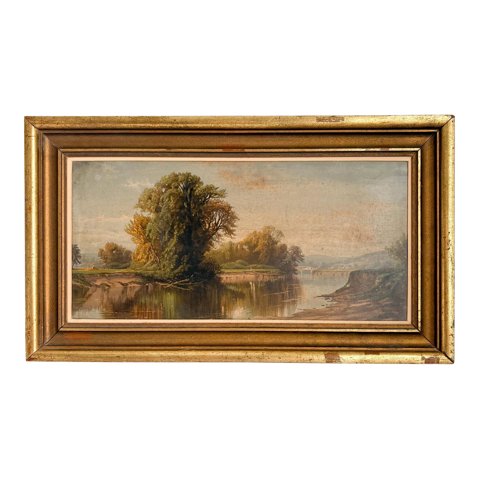 Alfred Thompson Bricher "Early Autumn on Esopus Creek" Framed Chromolithograph, 1871 L Prang & Co Pu: This 1871 chromolithograph printed by L. Prang & Co. offers a beautiful landscape piece on a larger scale in the late 1800's to those that wouldn't normally be able to access original artwork by AT