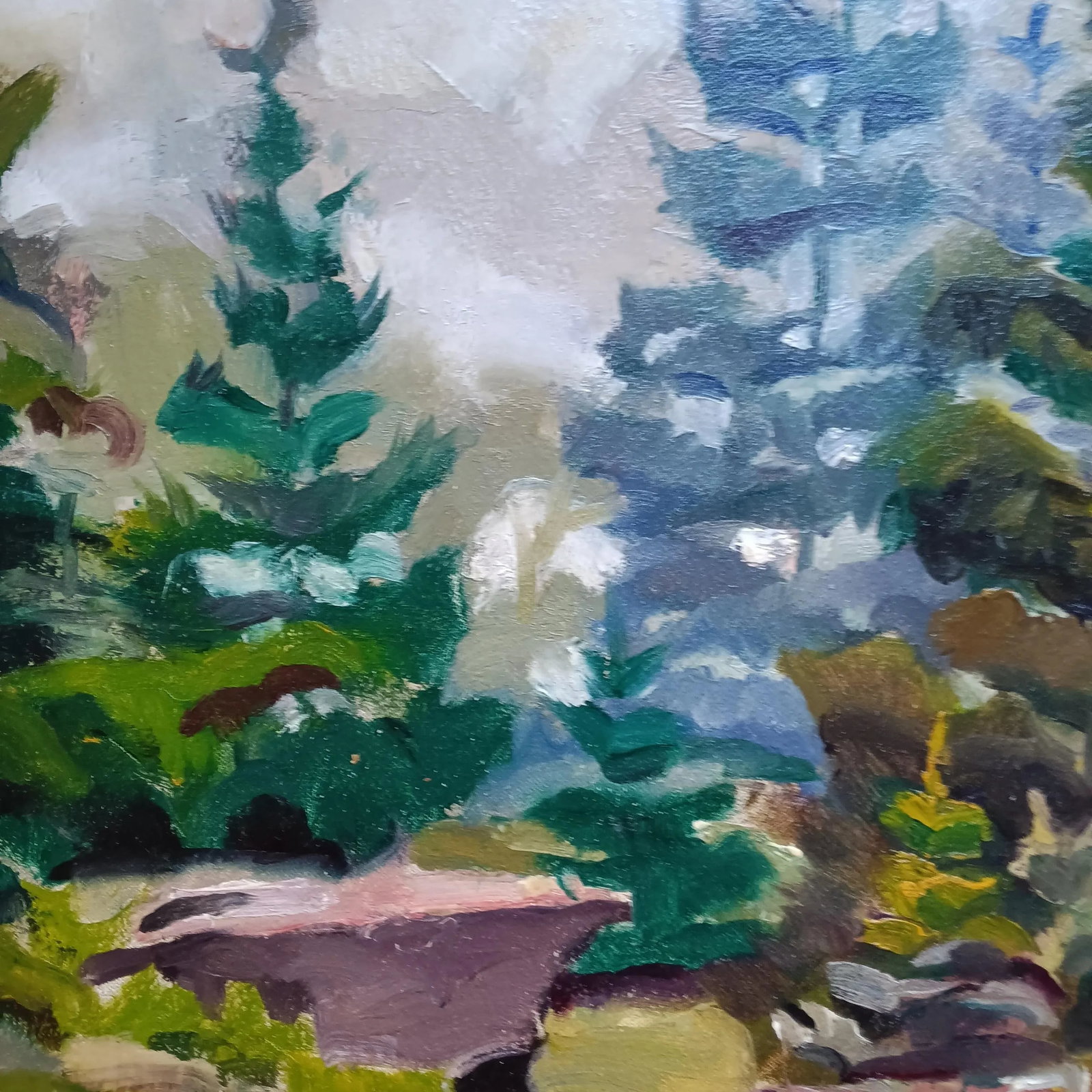 Walking Through Deep Dark Woods Over Granite Rocks Original Oil Painting by David Beynon Pena - 3