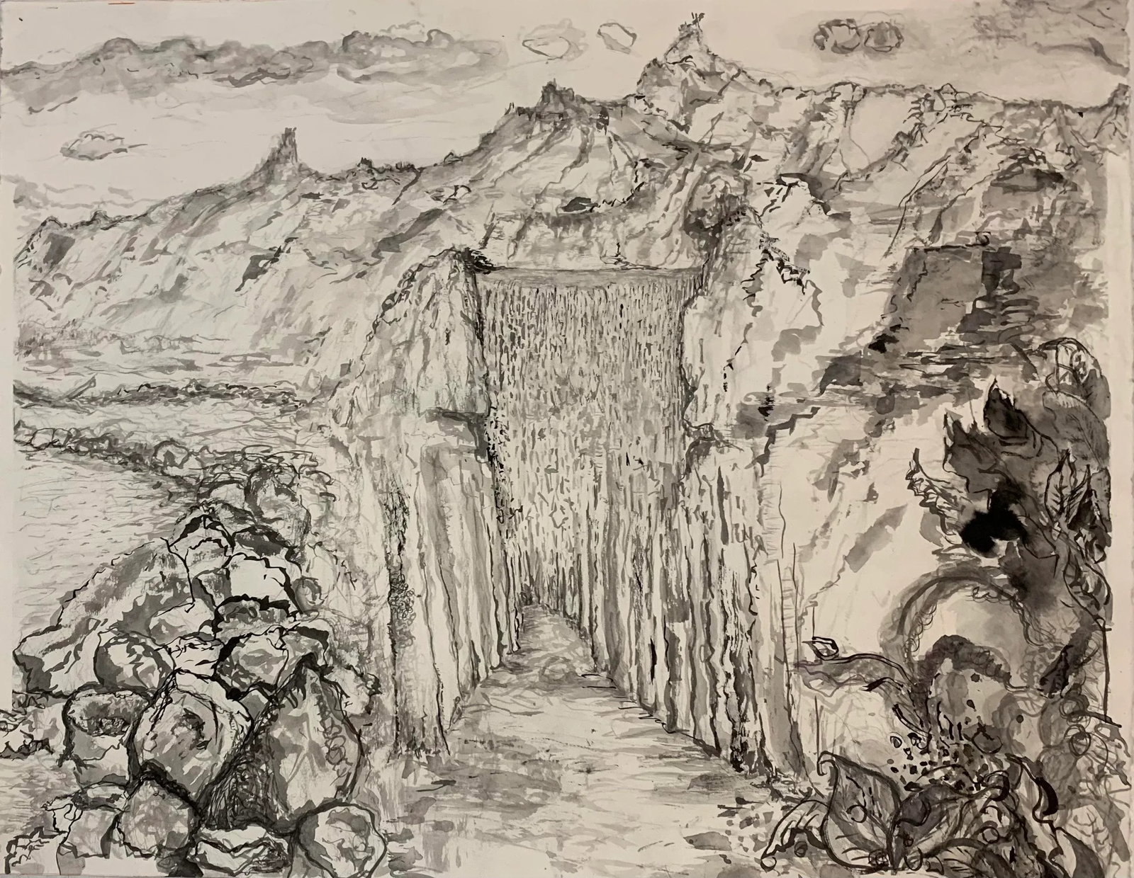 Utopia, Original Pen & Ink Drawings, Gold Frame, by Van Ness - 2