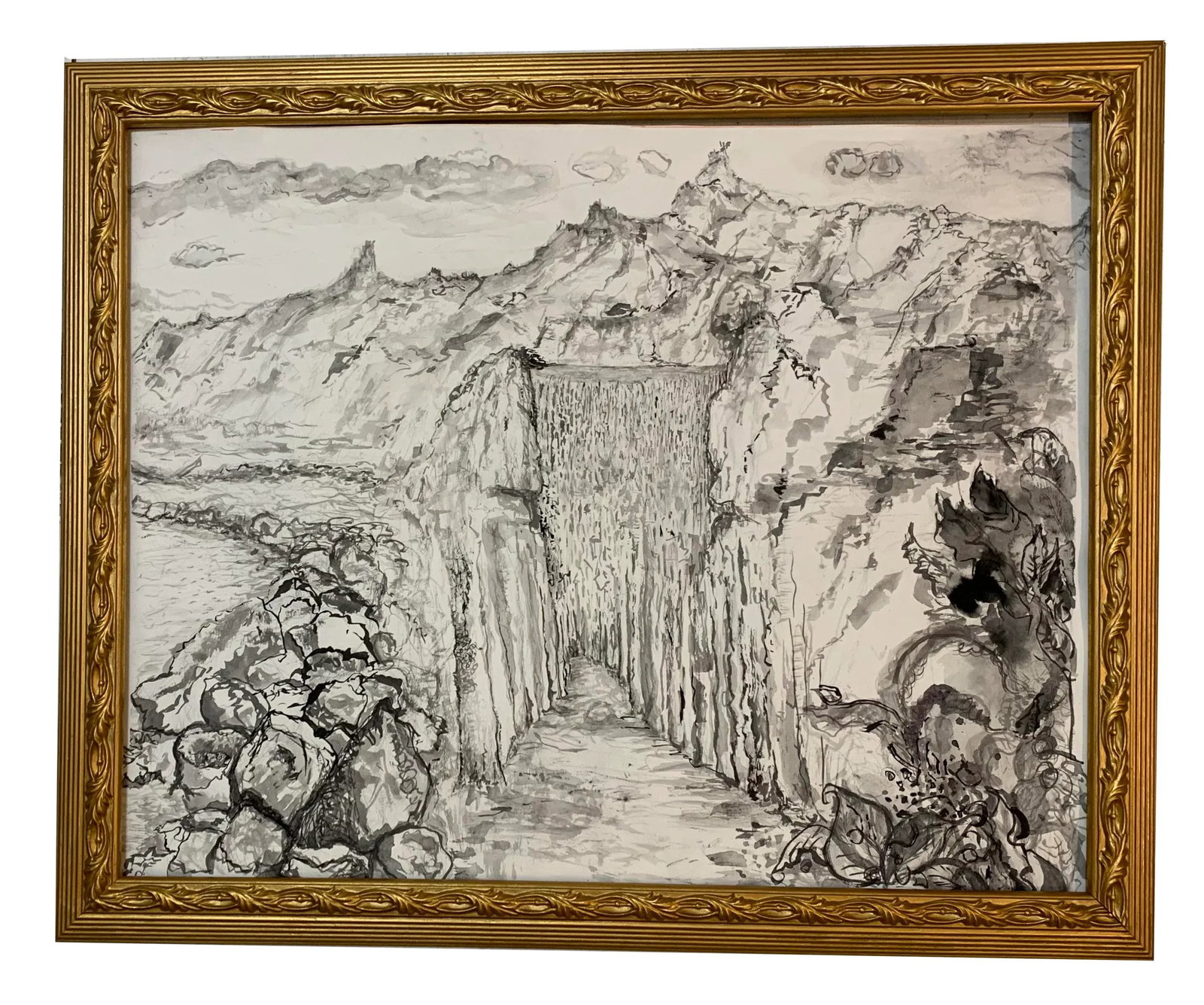 Utopia, Original Pen & Ink Drawings, Gold Frame, by Van Ness - 3