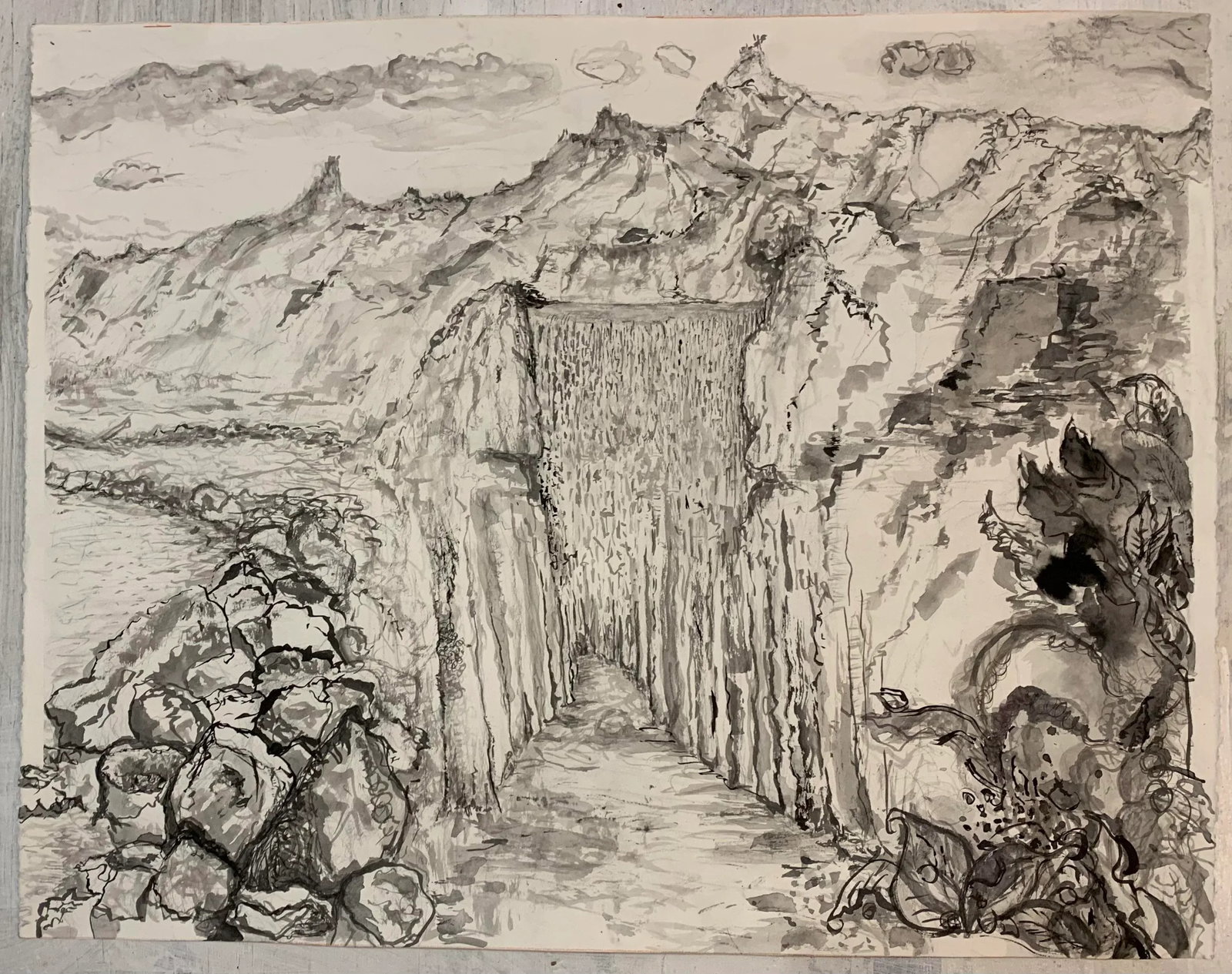 Utopia, Original Pen & Ink Drawings, Gold Frame, by Van Ness - 5