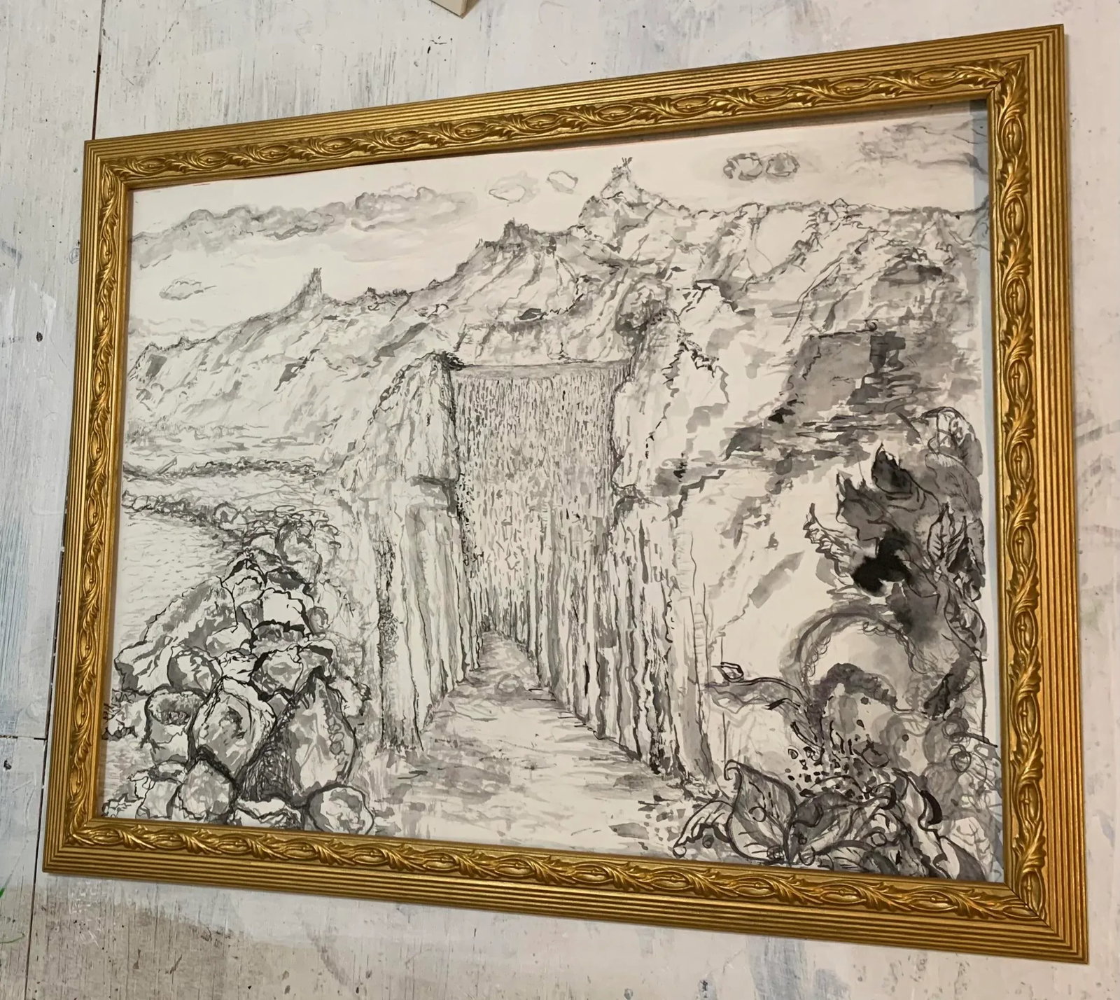 Utopia, Original Pen & Ink Drawings, Gold Frame, by Van Ness - 7