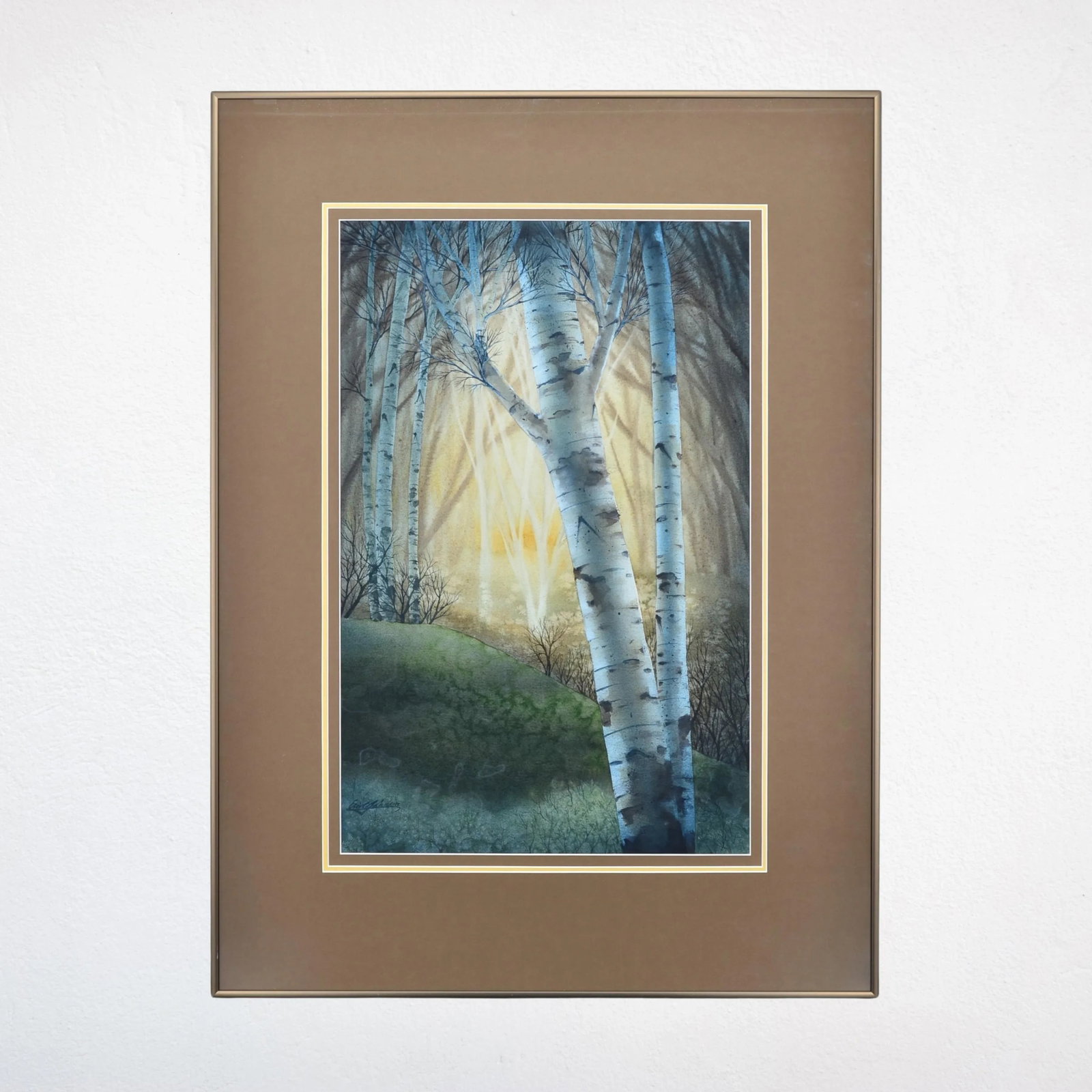 Late 20th Century Eric C Johnson Original Watercolor Painting of Birch Trees Signed & Framed - 4