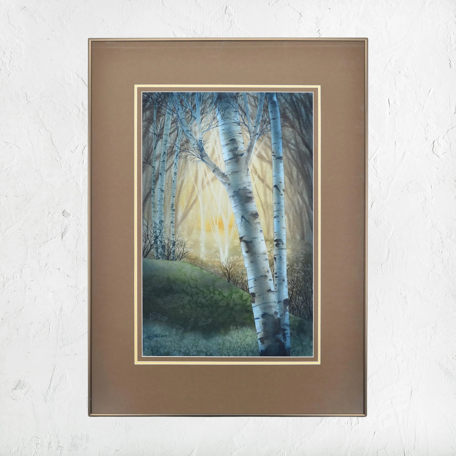 Late 20th Century Eric C Johnson Original Watercolor Painting of Birch Trees Signed & Framed - 7
