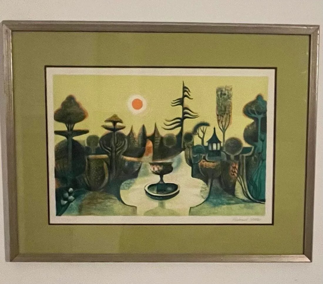 Richard Slater's "Enchanted Garden" Pencil Signed Color Lithogragh 157/275 - 2