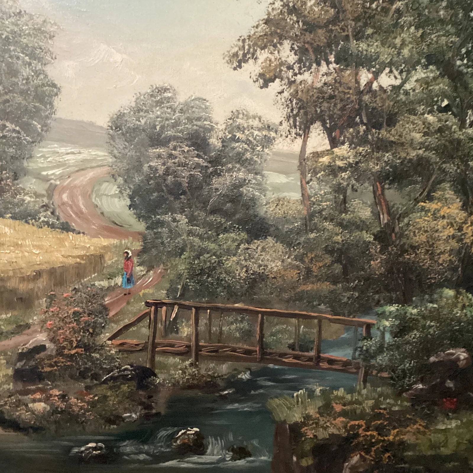 Vintage Oil Painting of Landscape Rural Scene Artist Signed Framed - 10