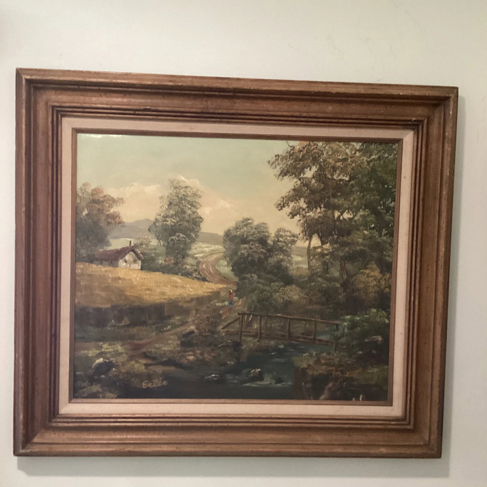 Vintage Oil Painting of Landscape Rural Scene Artist Signed Framed - 12