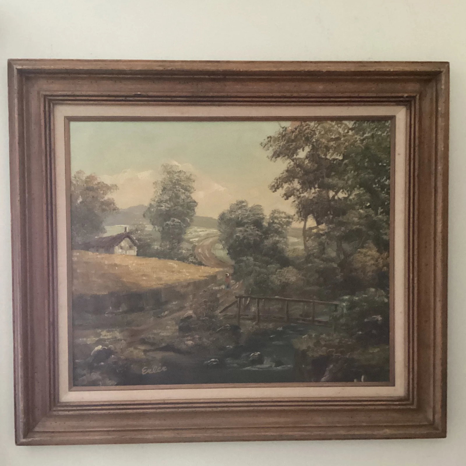 Vintage Oil Painting of Landscape Rural Scene Artist Signed Framed - 3