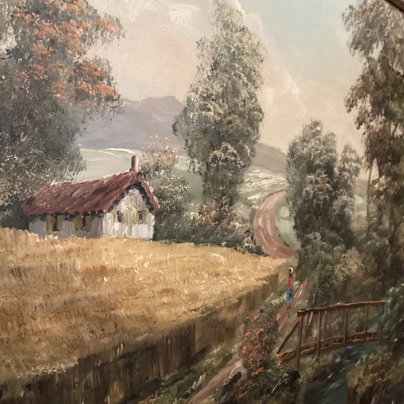 Vintage Oil Painting of Landscape Rural Scene Artist Signed Framed - 5