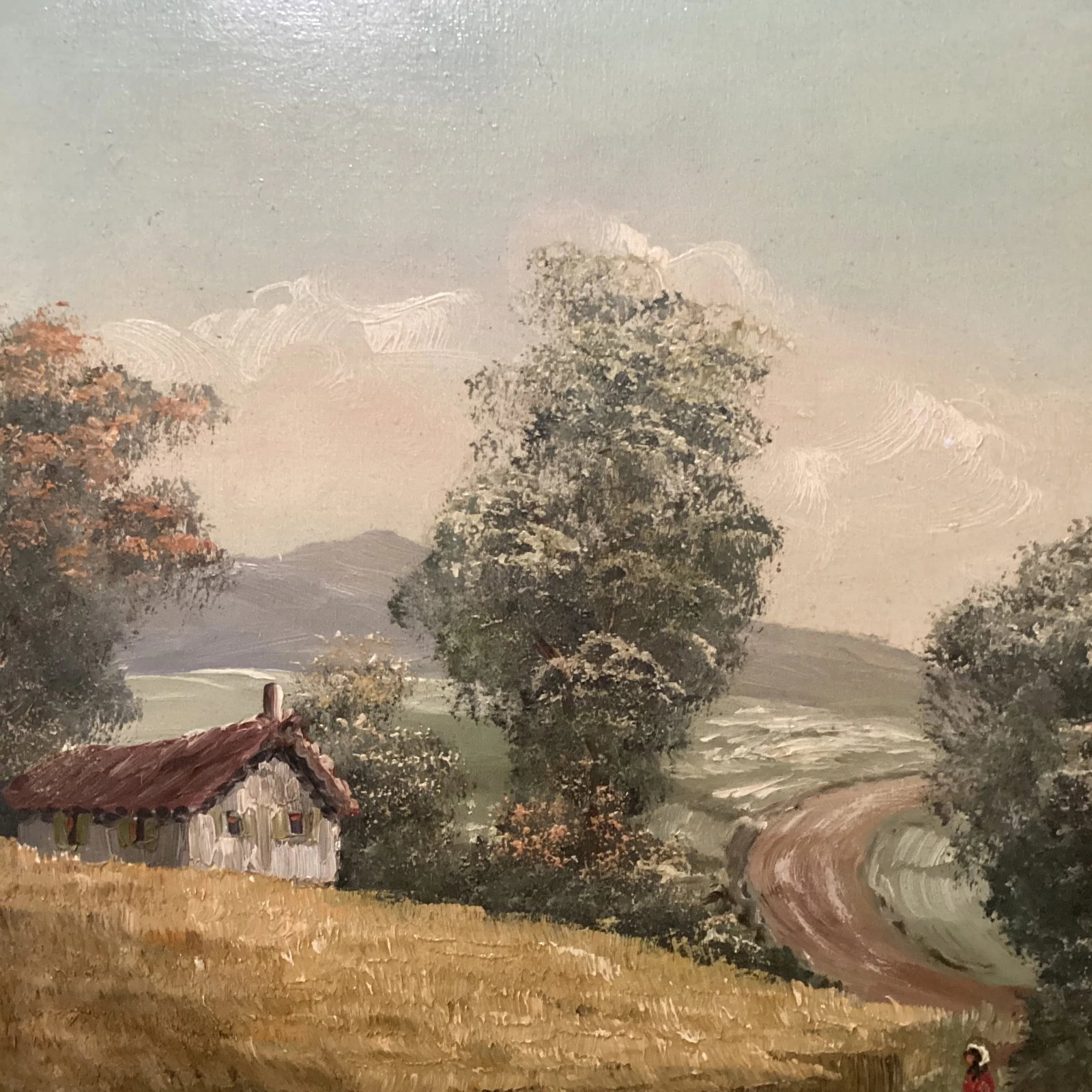 Vintage Oil Painting of Landscape Rural Scene Artist Signed Framed - 7