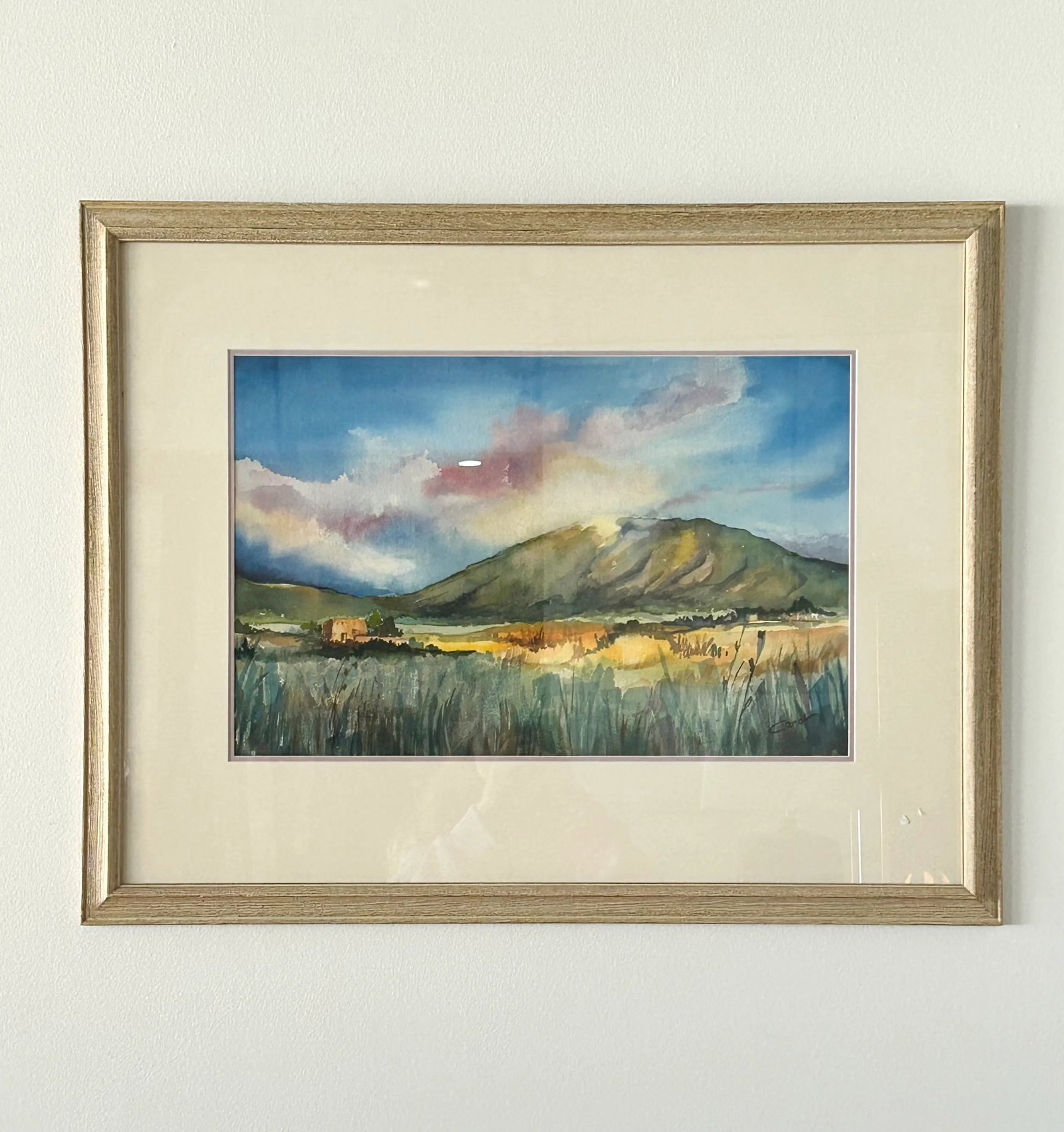 Landscape Watercolor, Framed & Signed - 2