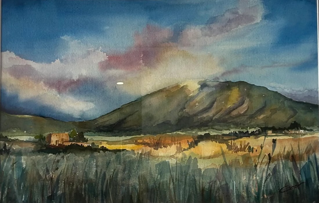 Landscape Watercolor, Framed & Signed - 3