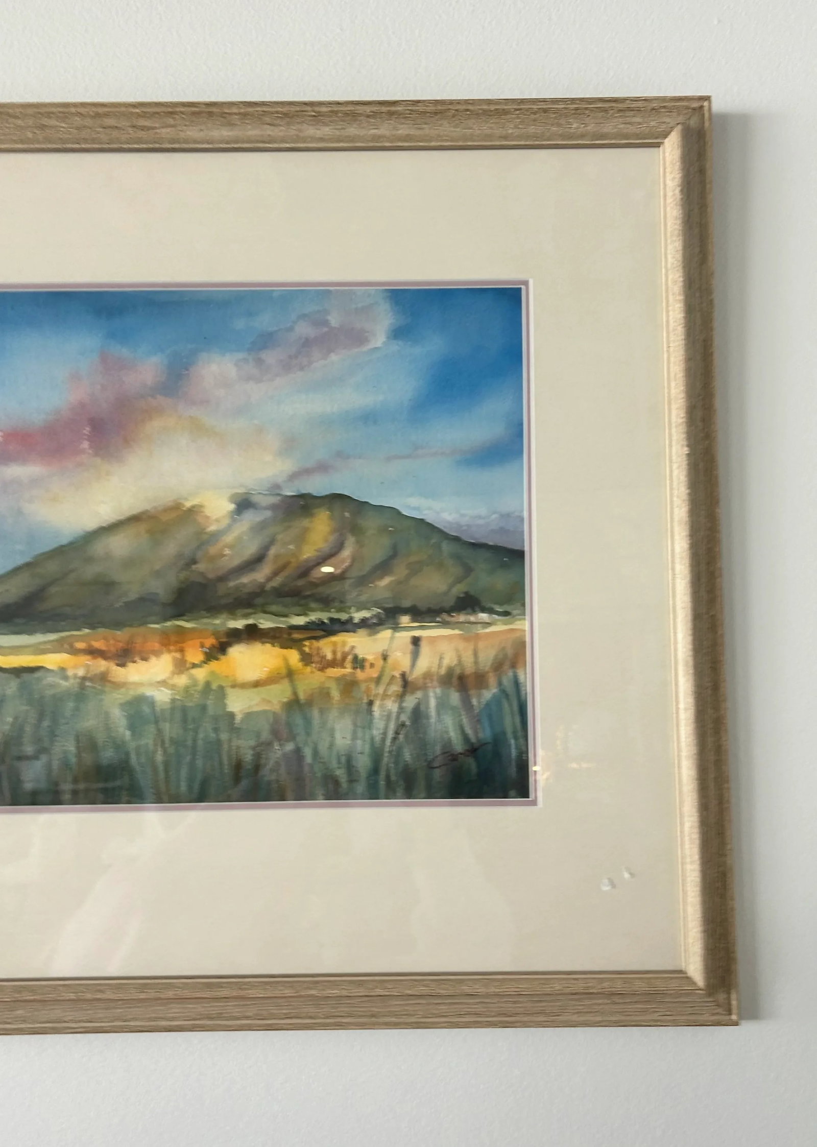 Landscape Watercolor, Framed & Signed - 7