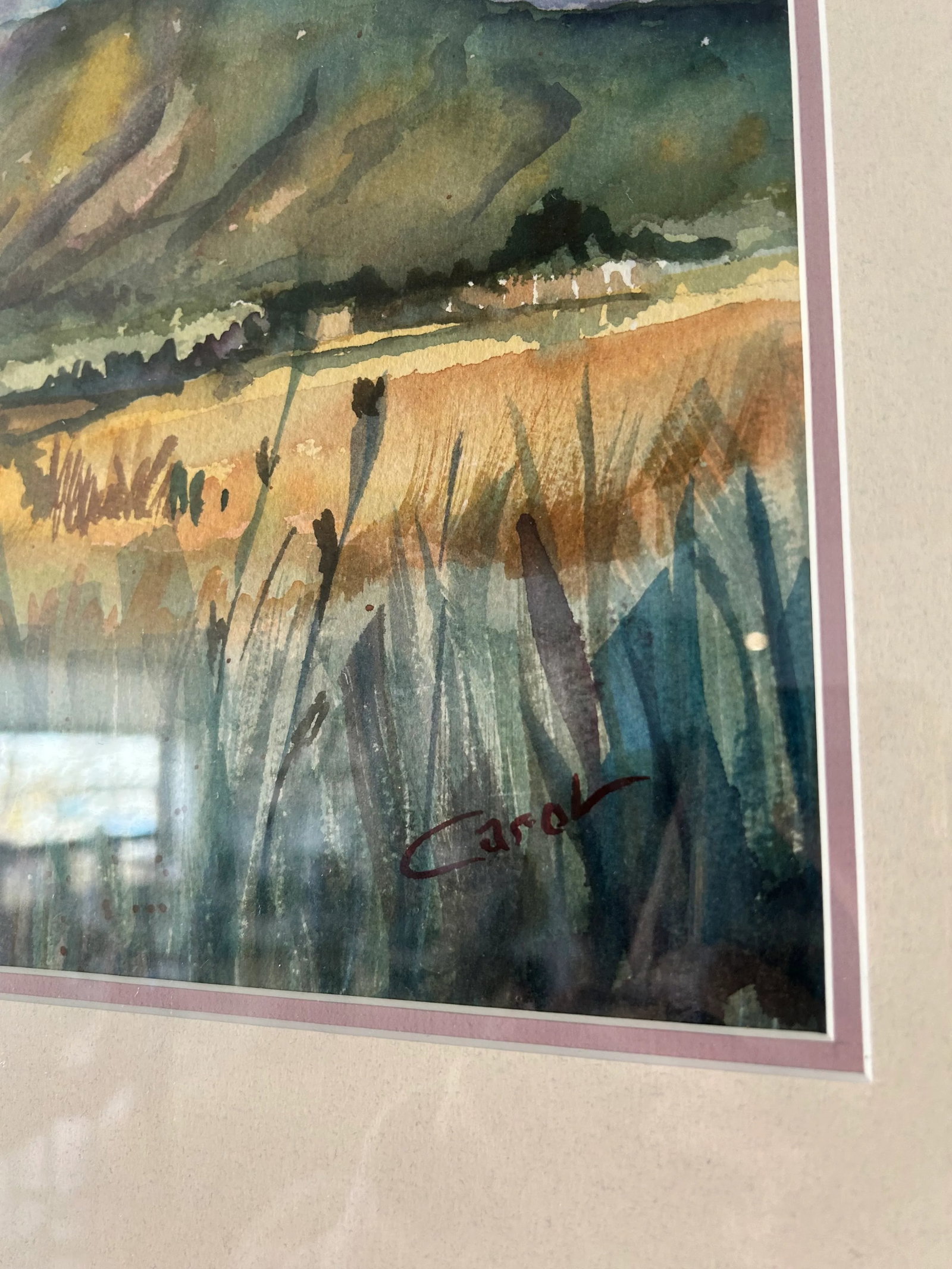 Landscape Watercolor, Framed & Signed - 8
