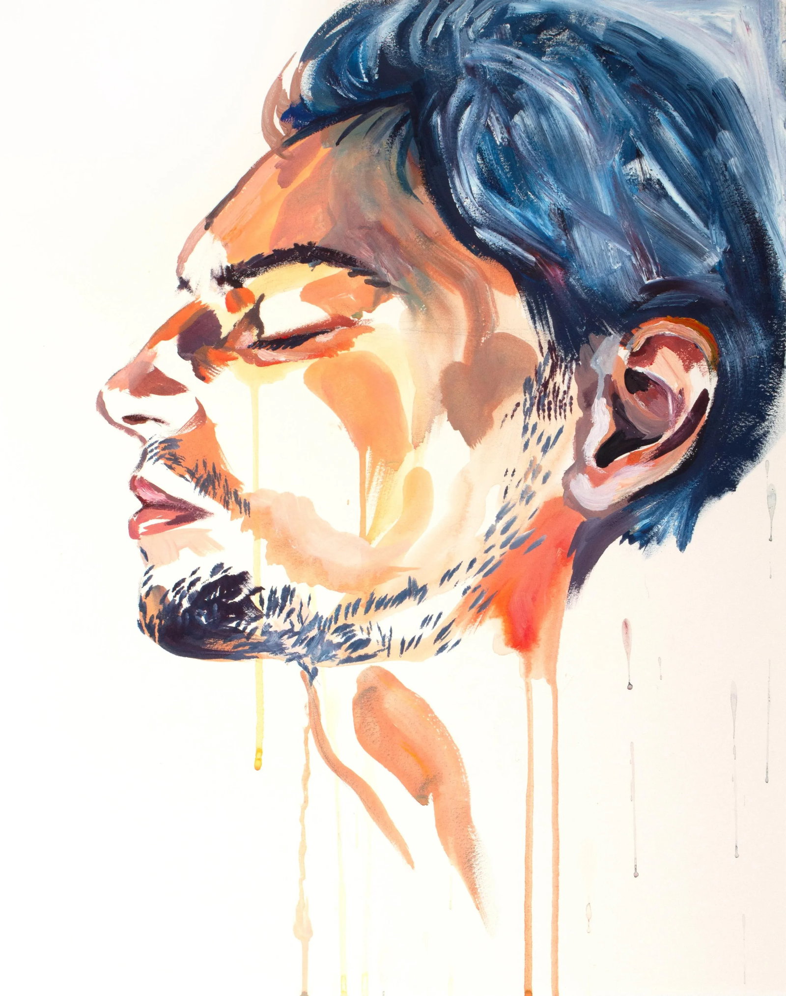 Poignant No. 5 Contemporary Original Portrait Oil Painting by Elizabeth Becker: Original oil painting on 140 lb Arches cold press paper Artist: Elizabeth Becker Year: 2024 Image and Paper Size: 16" x 20" Signed on front Condition: Imperfections: No Imperfections Origin: United