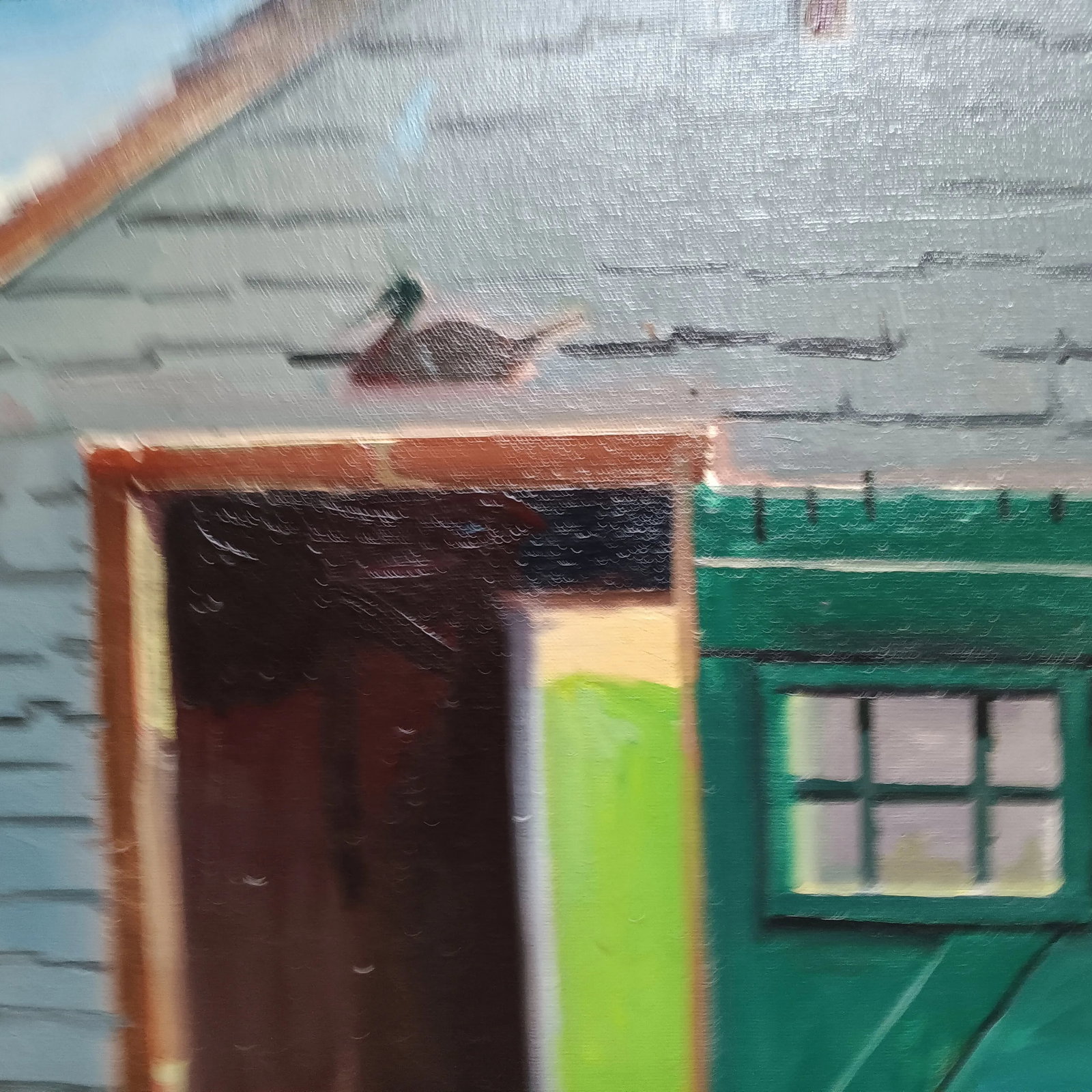 Boathouse Duck, Original Oil Painting - 5