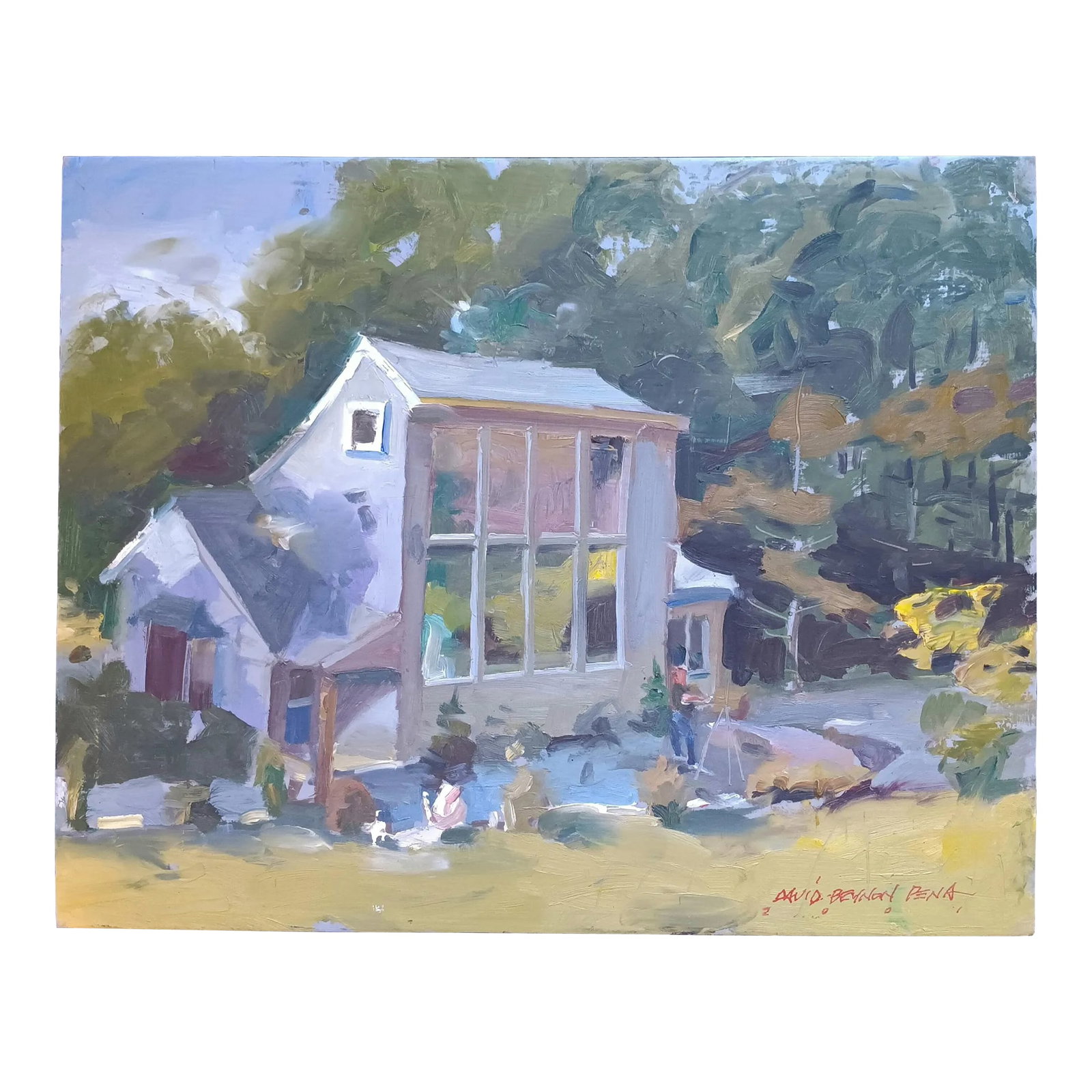 Famous Artist's Connecticut Studio, Original Oil Painting: This original David Beynon Pena oil painting was painted on location at Everett Raymond Kinstler's studio. My late husband, David, the artist, and Everett were great friends and spoke often with each