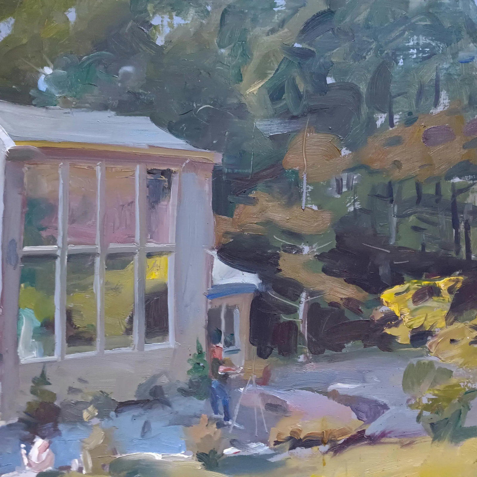 Famous Artist's Connecticut Studio, Original Oil Painting - 5