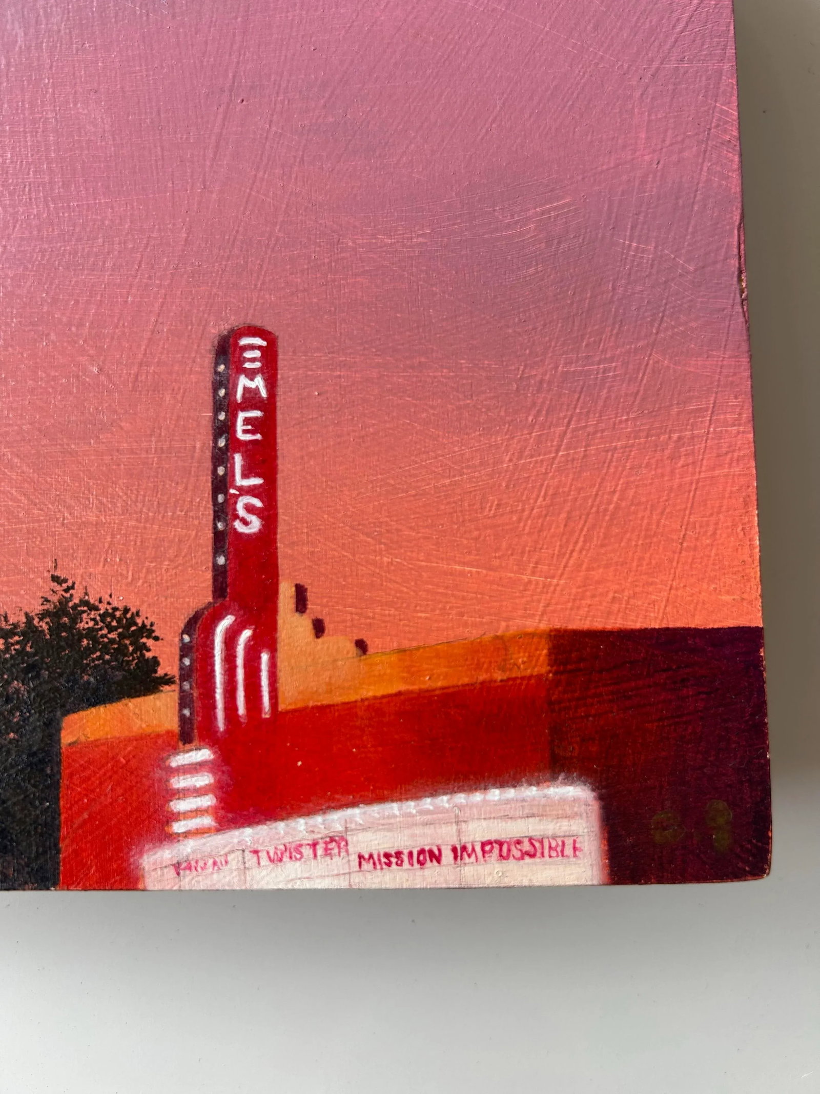 1990's Oil on Wood "Mel's" by Gerald Schwartz - 5