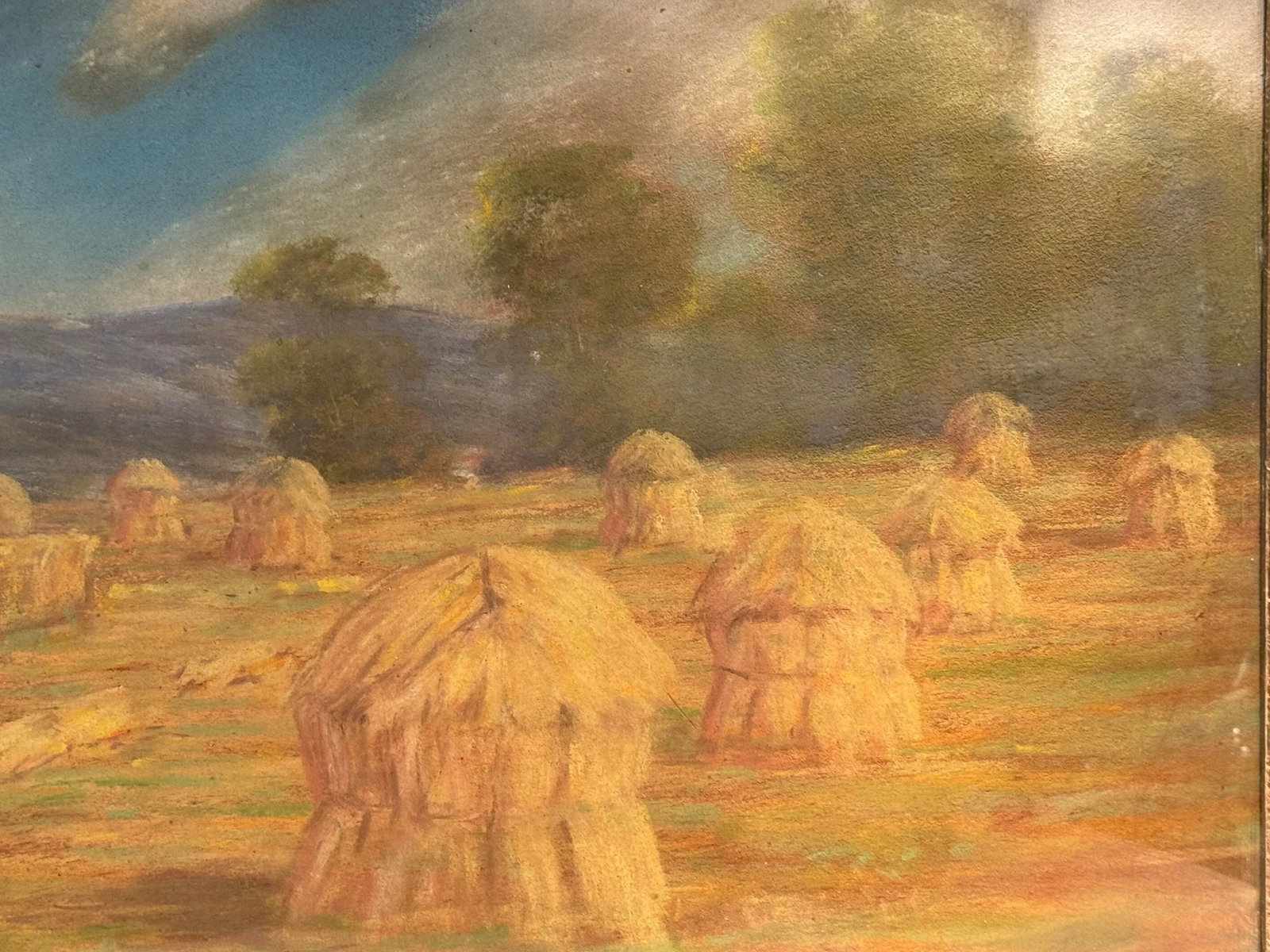 Antique Early 1900s American Pastel Agrarian Landscape Drawing - 5