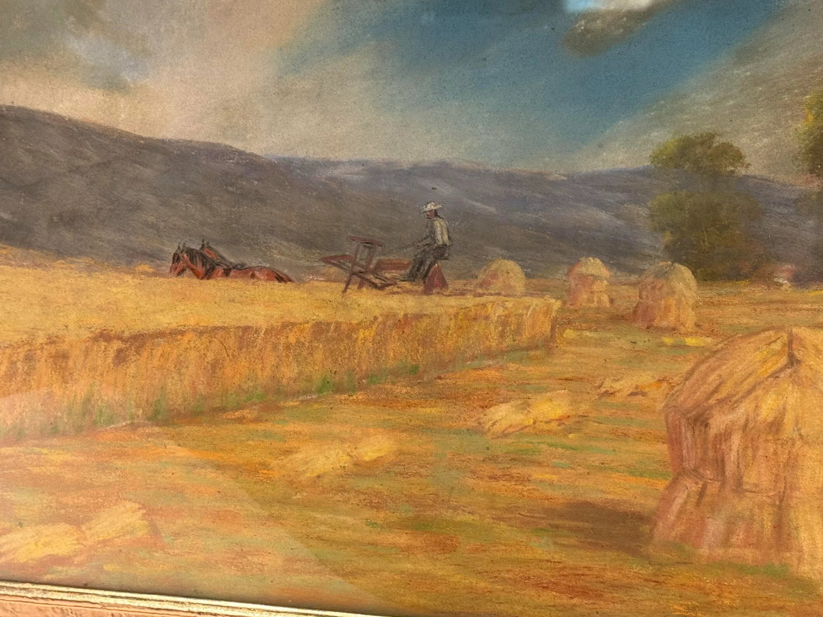 Antique Early 1900s American Pastel Agrarian Landscape Drawing - 6