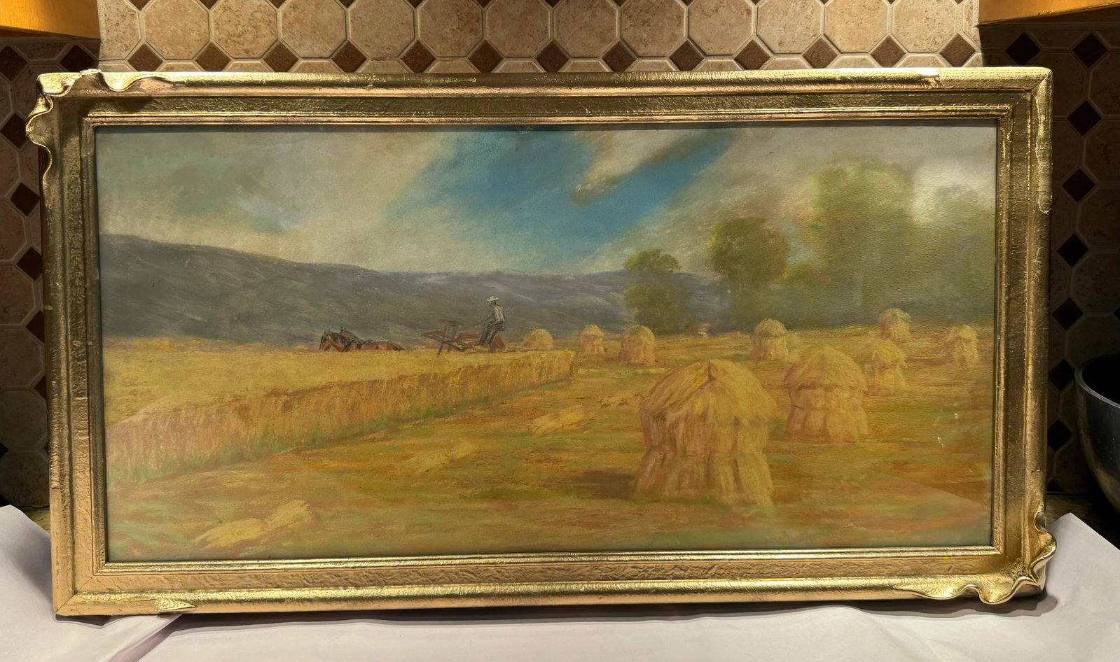 Antique Early 1900s American Pastel Agrarian Landscape Drawing - 8