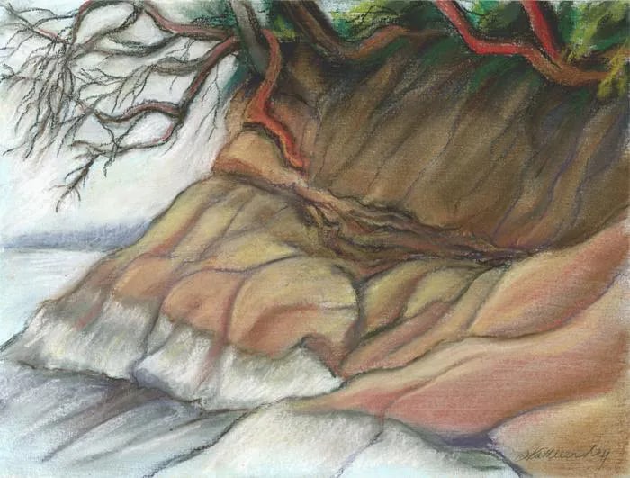 Original Pastel Painting, Low Tide Rocks, Sea Shore Landscape: Perfect for a shelf or nook in a home office, library or anywhere you want to add some interest to your decor. "Low Tide Rocks", plein air pastel sketch during a low tide on a Pacific Northwest island