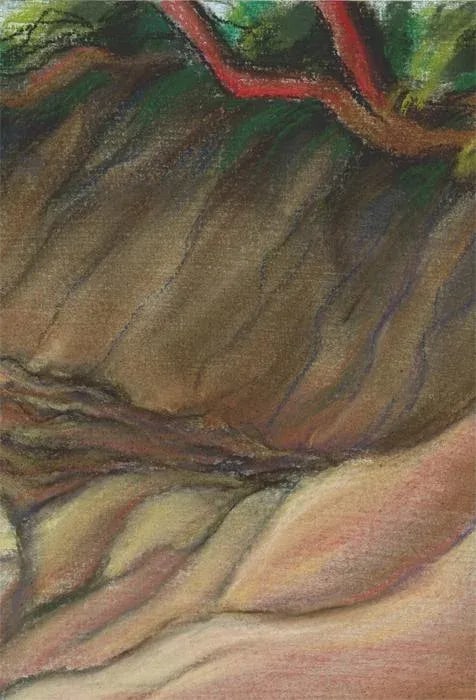 Original Pastel Painting, Low Tide Rocks, Sea Shore Landscape - 2