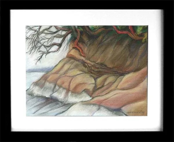 Original Pastel Painting, Low Tide Rocks, Sea Shore Landscape - 5