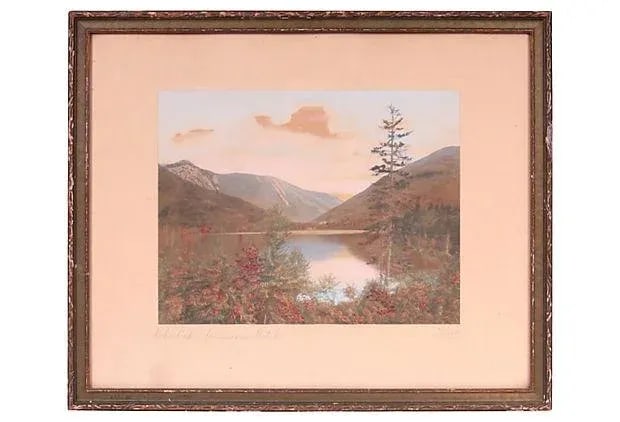 Echo Lake New Hampshire Hand Colored Photograph - 3
