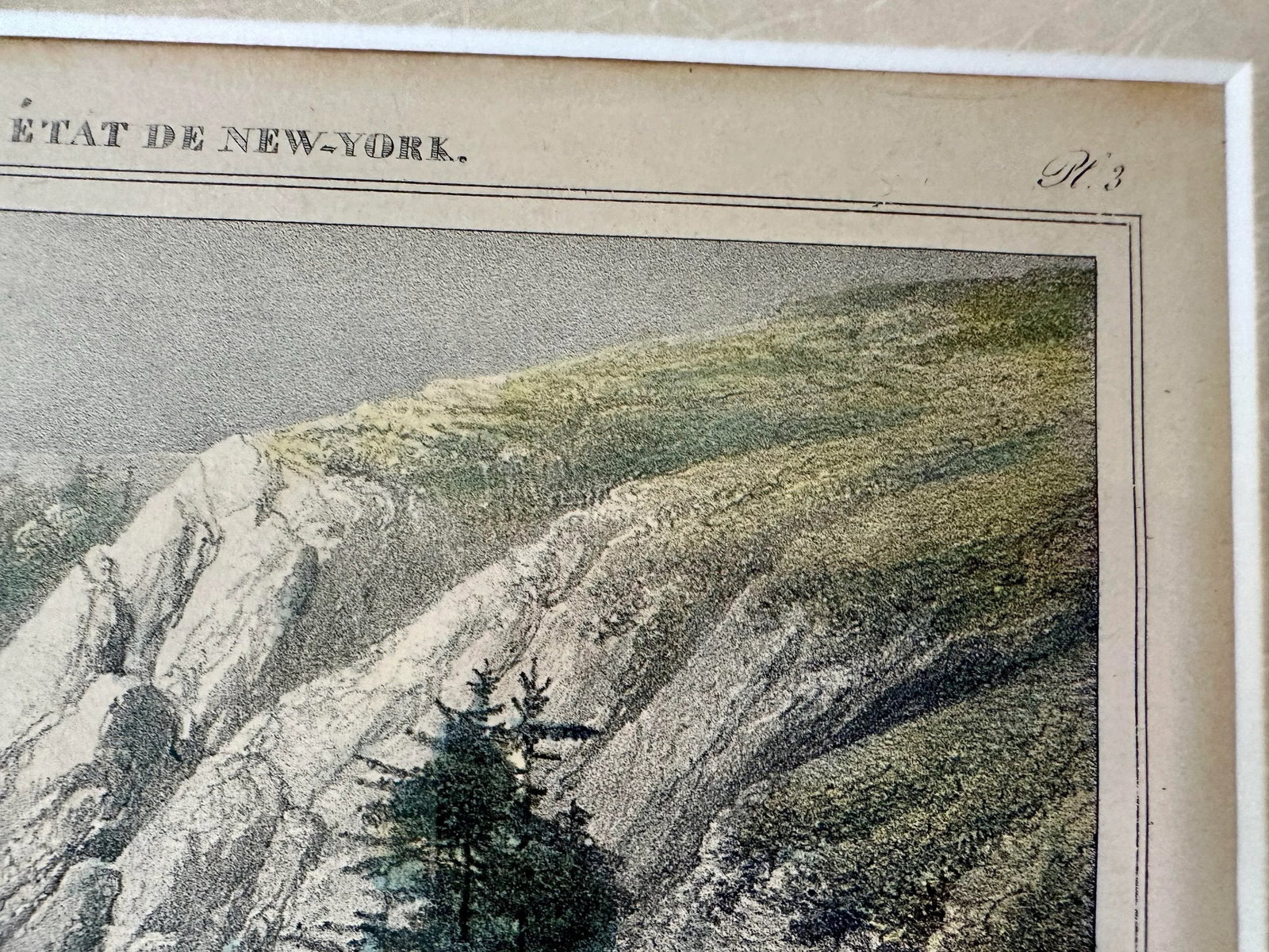 1820s Falls of Mount Ida, Above the Town of Troy. Original Lithograph by Jacques Milbert - 6