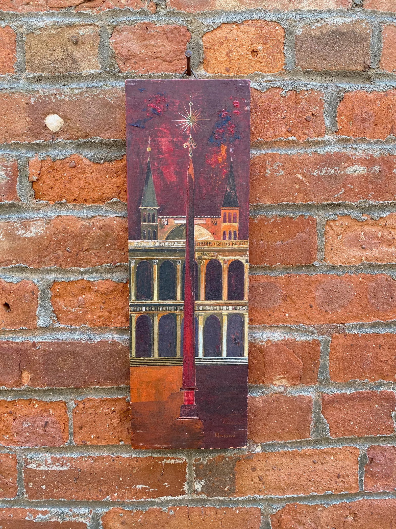 1960s Modernist Italian Renaissance Style Architectural Painting - 13