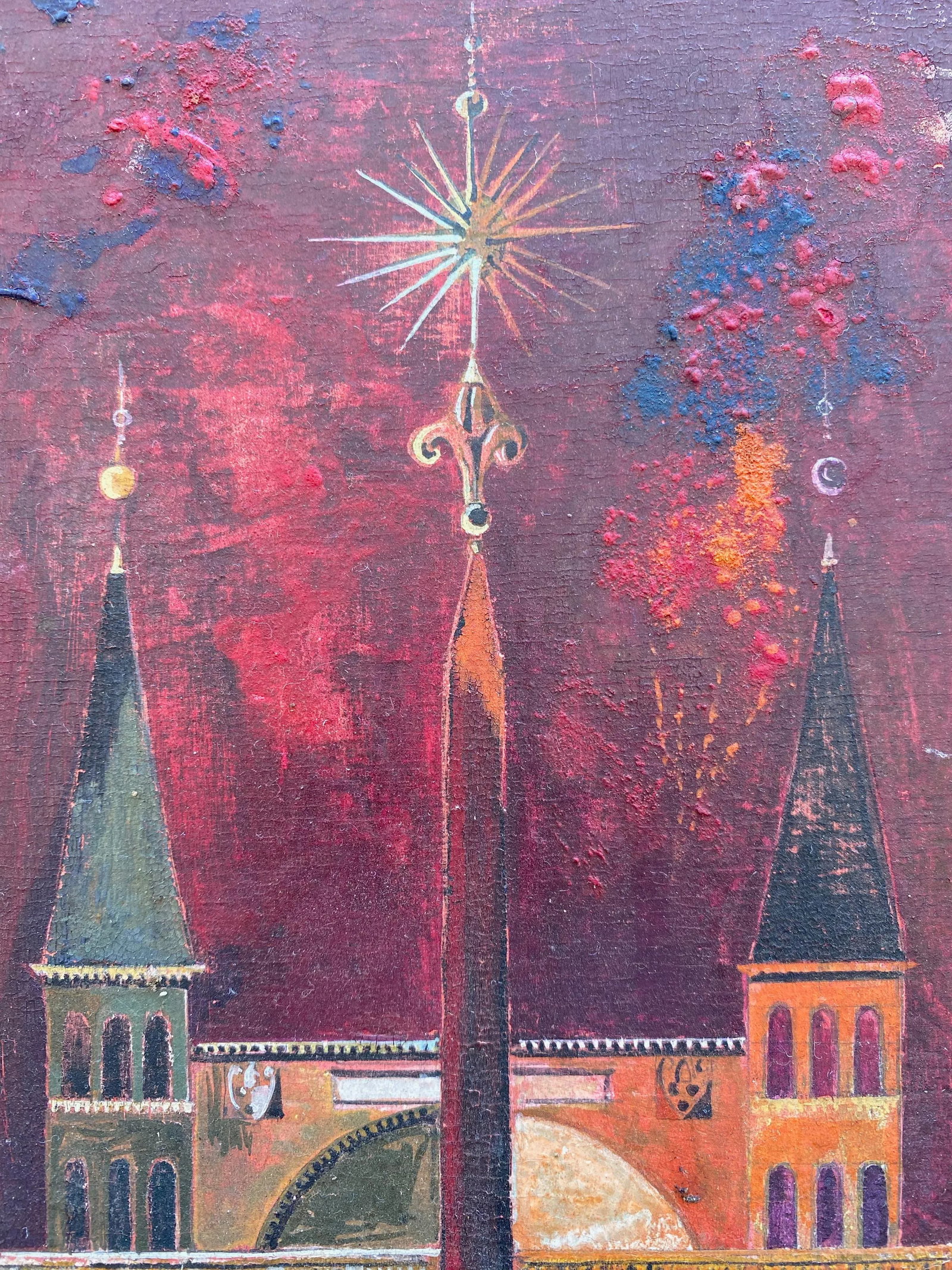 1960s Modernist Italian Renaissance Style Architectural Painting - 4