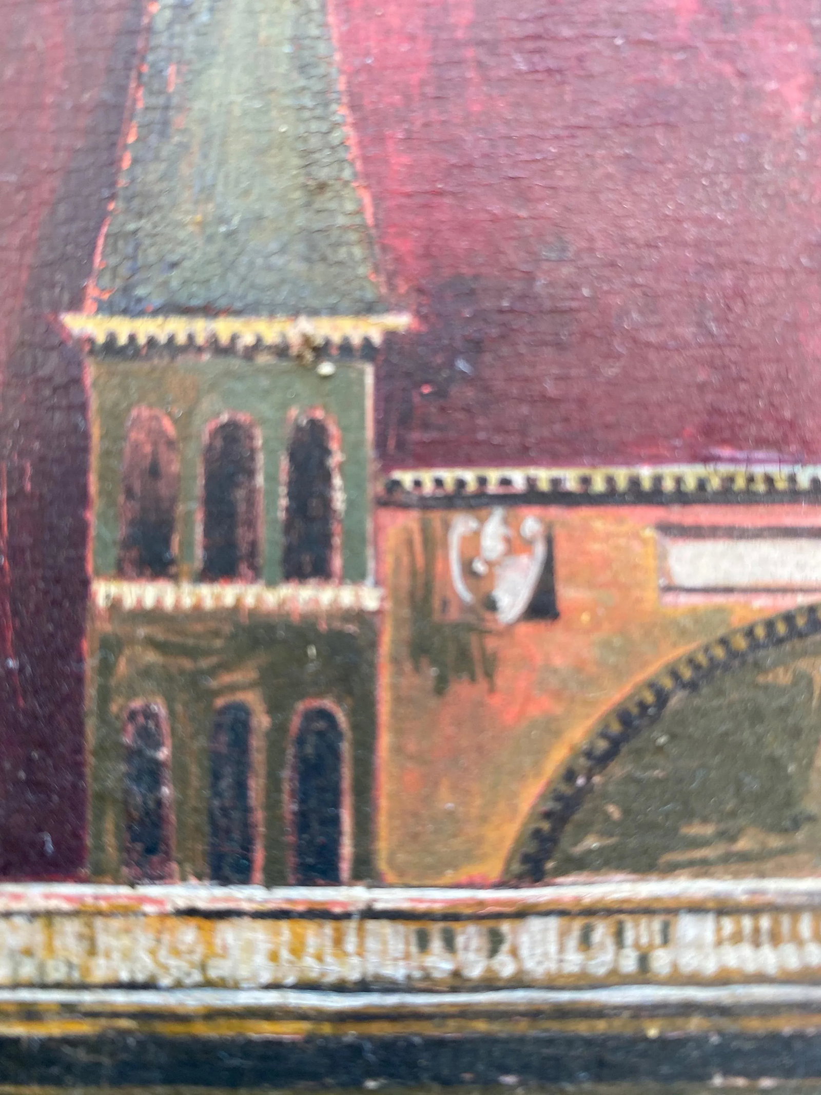 1960s Modernist Italian Renaissance Style Architectural Painting - 7