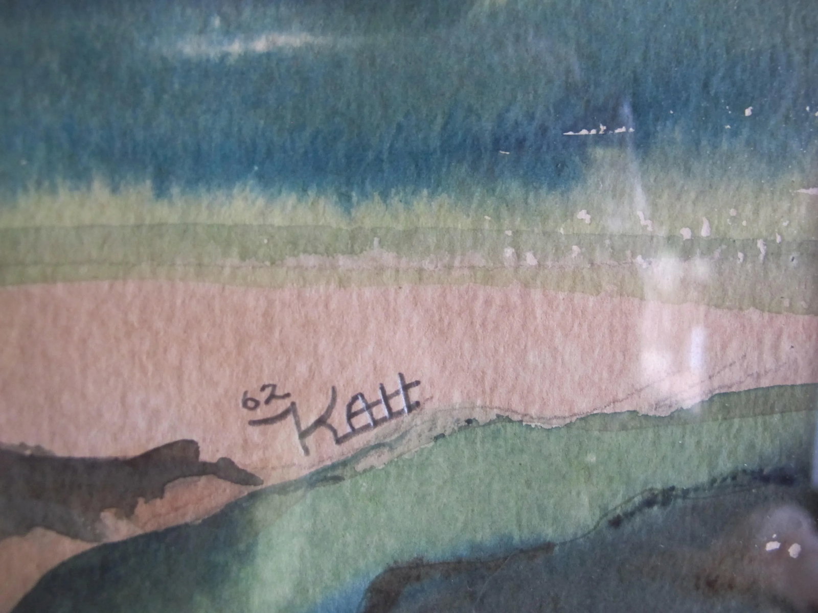 1962 Framed Abstract Signed Landscape Watercolor Signed - 3