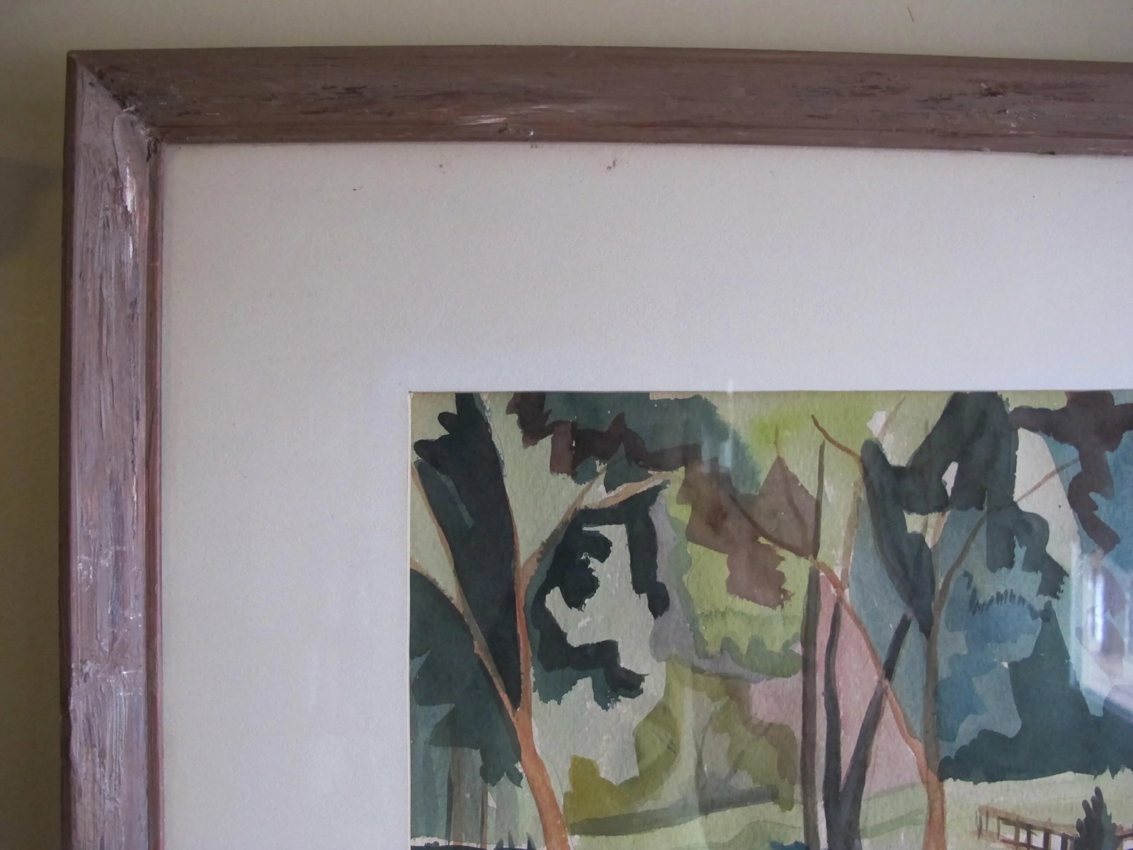 1962 Framed Abstract Signed Landscape Watercolor Signed - 4
