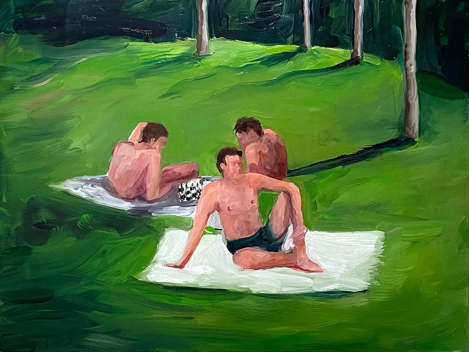 On Sunday During the Summer by Kory Alexander, Contemporary Painting: Using the striking imagery that is abundant in the California landscape, queer artist Kory Alexander creates dreamy paintings that are flooded with vibrancy and movement. Kory considers himself a