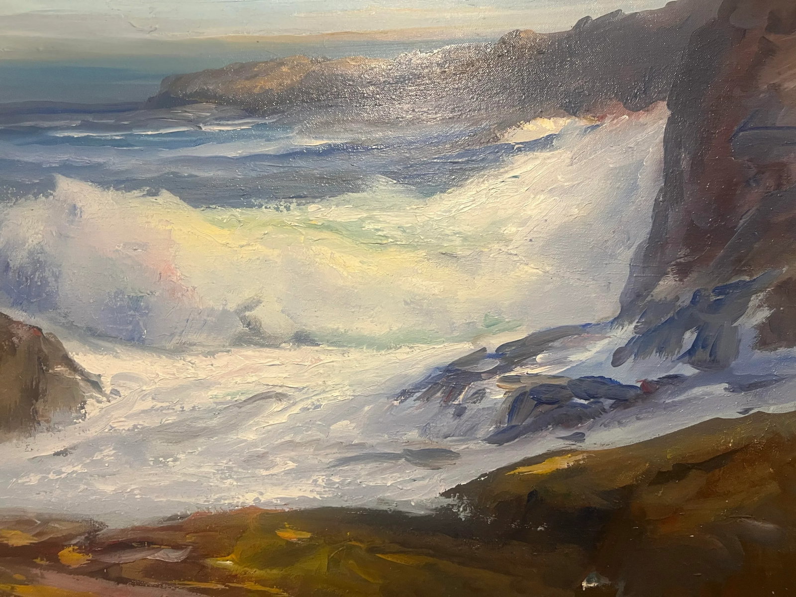 Roger Curtis (1910-2000), Vintage Abstract Coastal Oceanscape, Amazing Blue Hues, Signed - 3