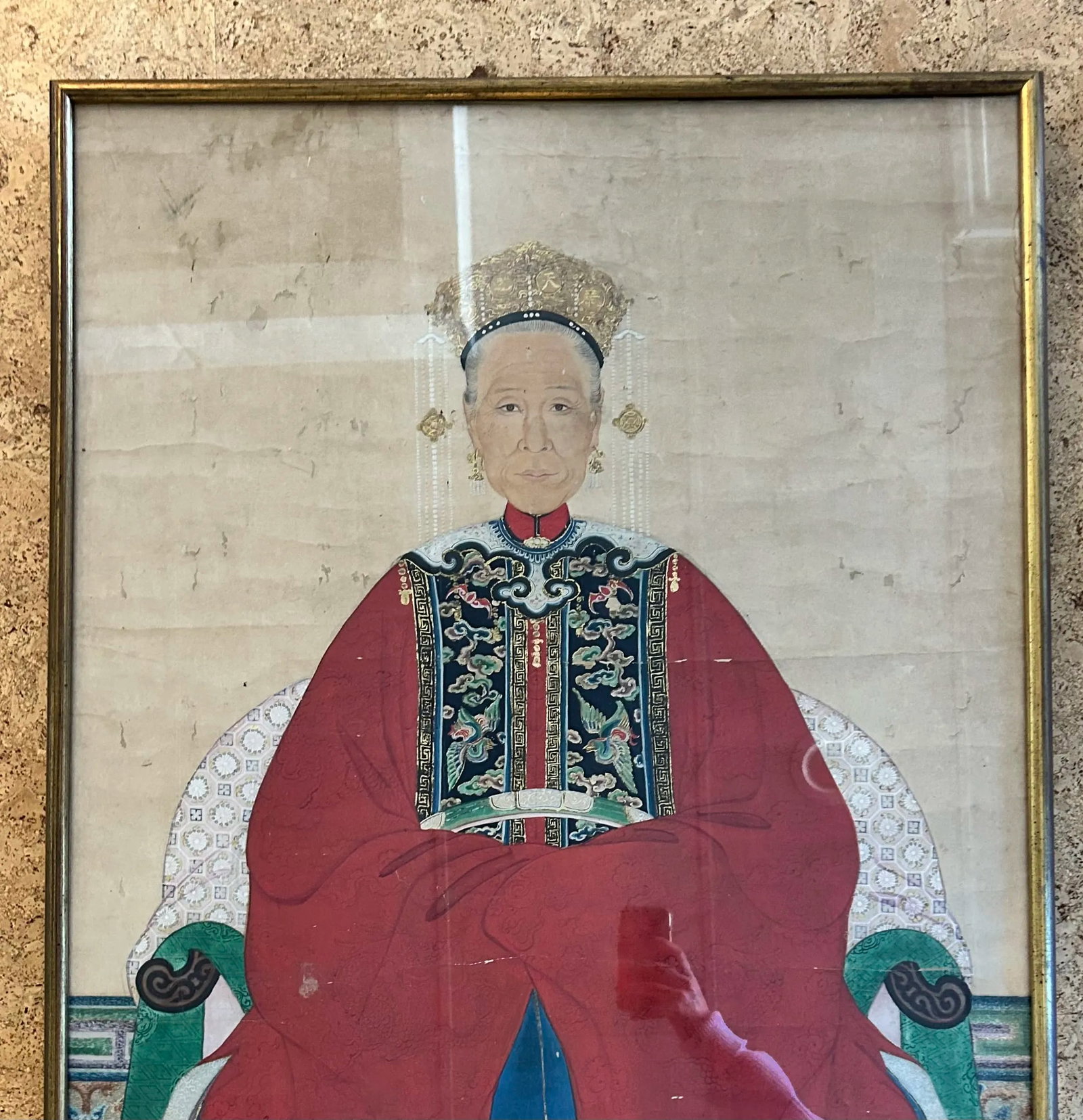 Large Chinese Ancestor Portrait, Watercolor on Silk - 3