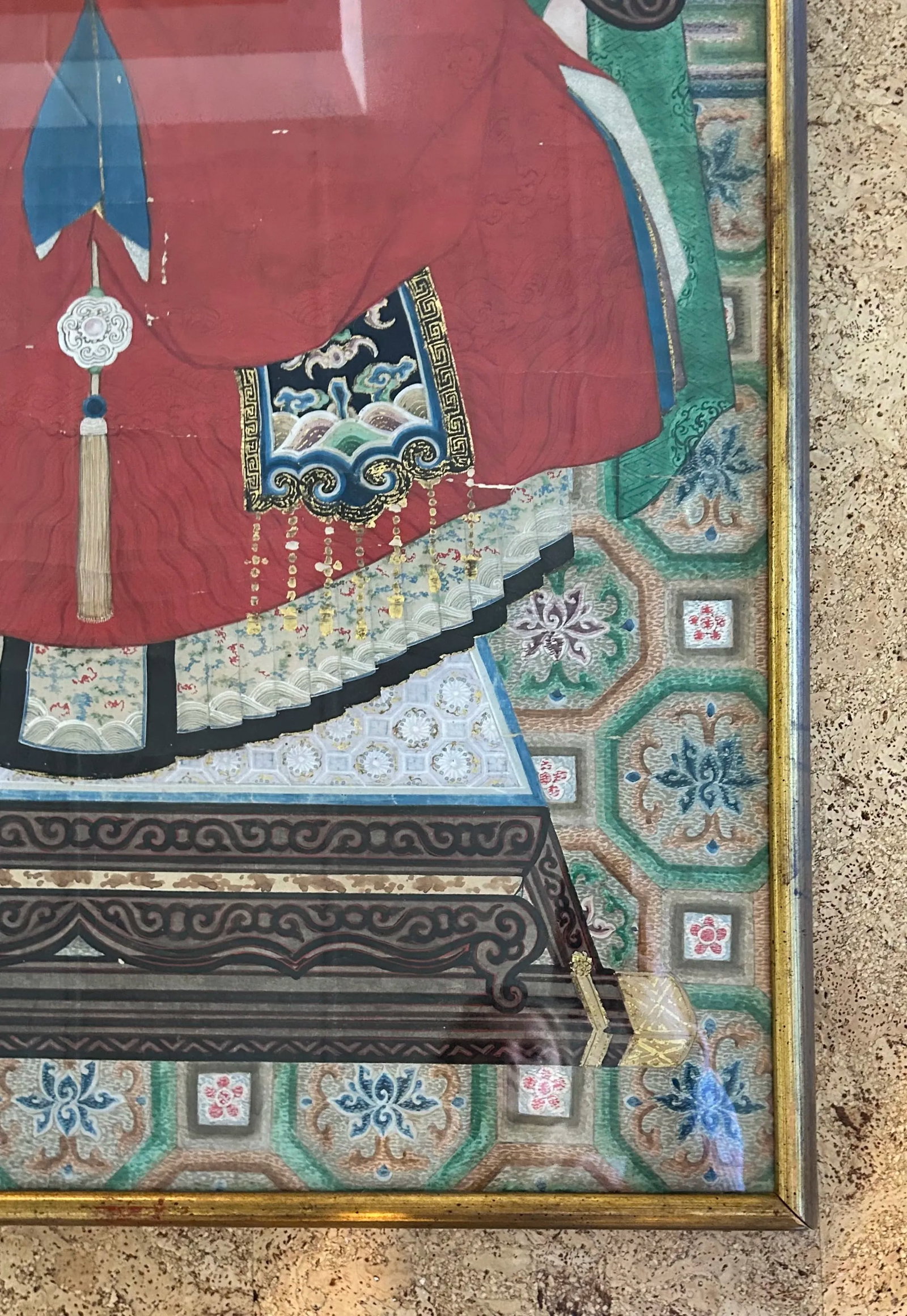 Large Chinese Ancestor Portrait, Watercolor on Silk - 4