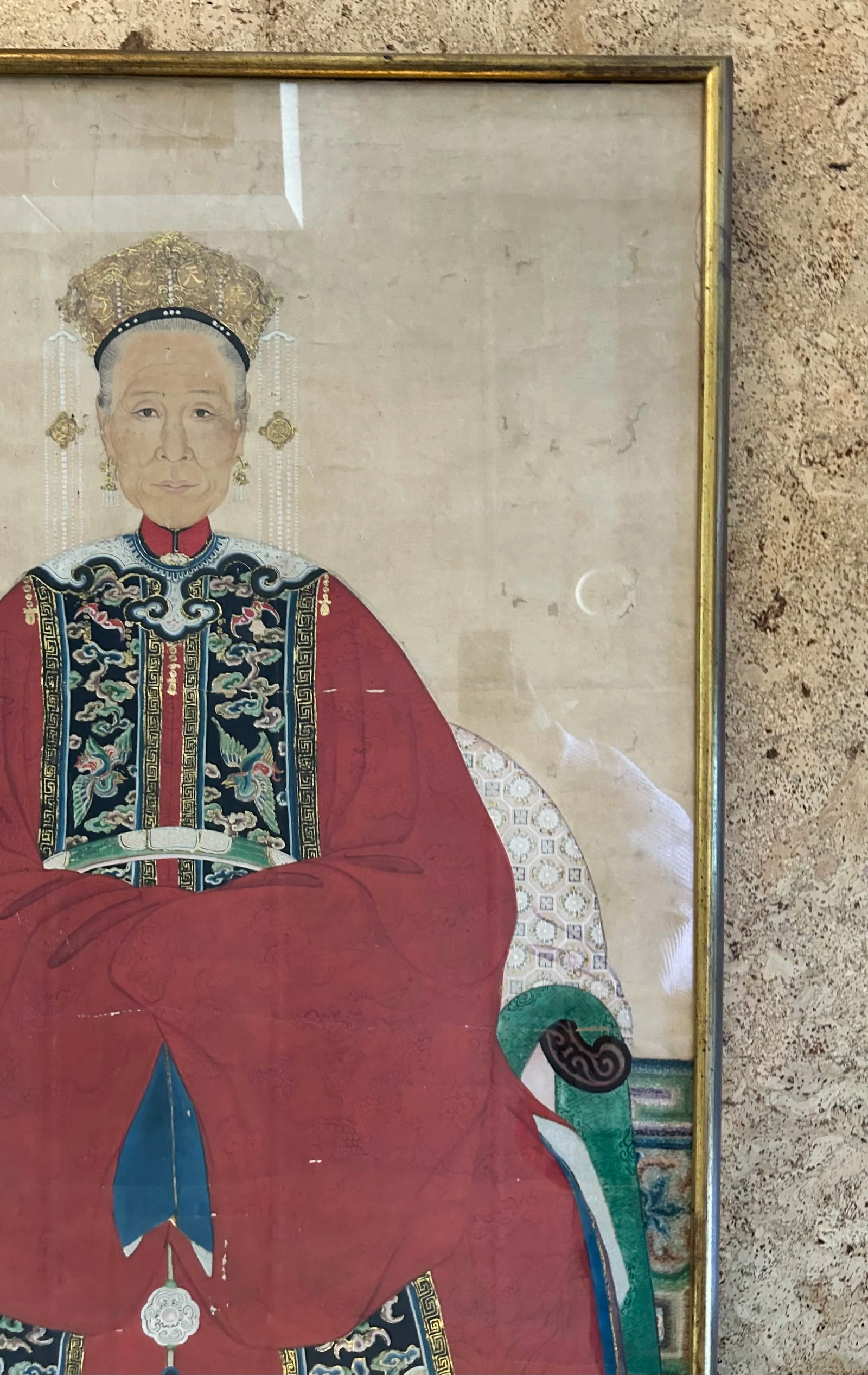 Large Chinese Ancestor Portrait, Watercolor on Silk - 6
