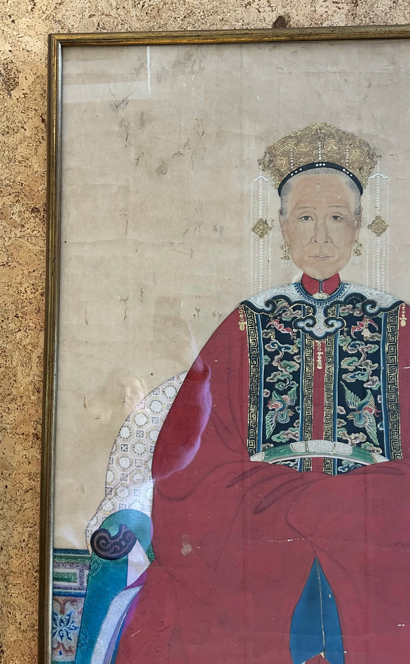 Large Chinese Ancestor Portrait, Watercolor on Silk - 7