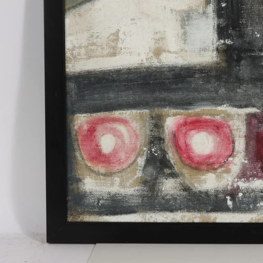 Mae Alice Engron (American 1933-2007) Abstract Portrait, Oil on Burlap, Framed - 4