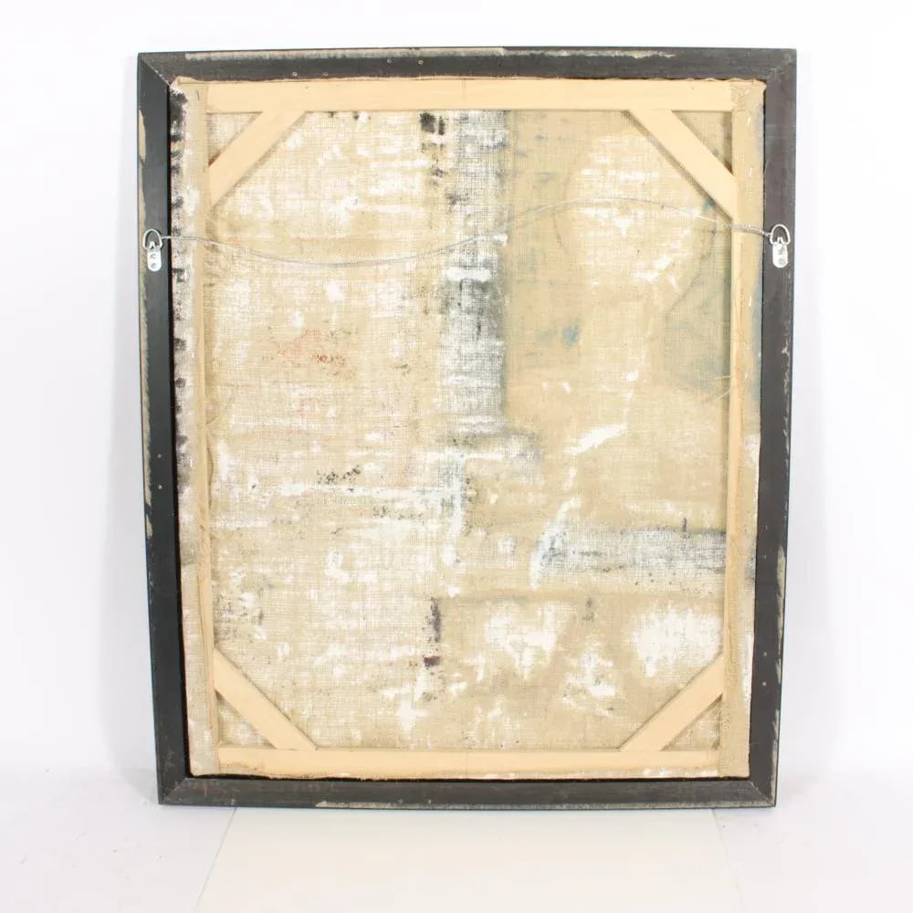 Mae Alice Engron (American 1933-2007) Abstract Portrait, Oil on Burlap, Framed - 7