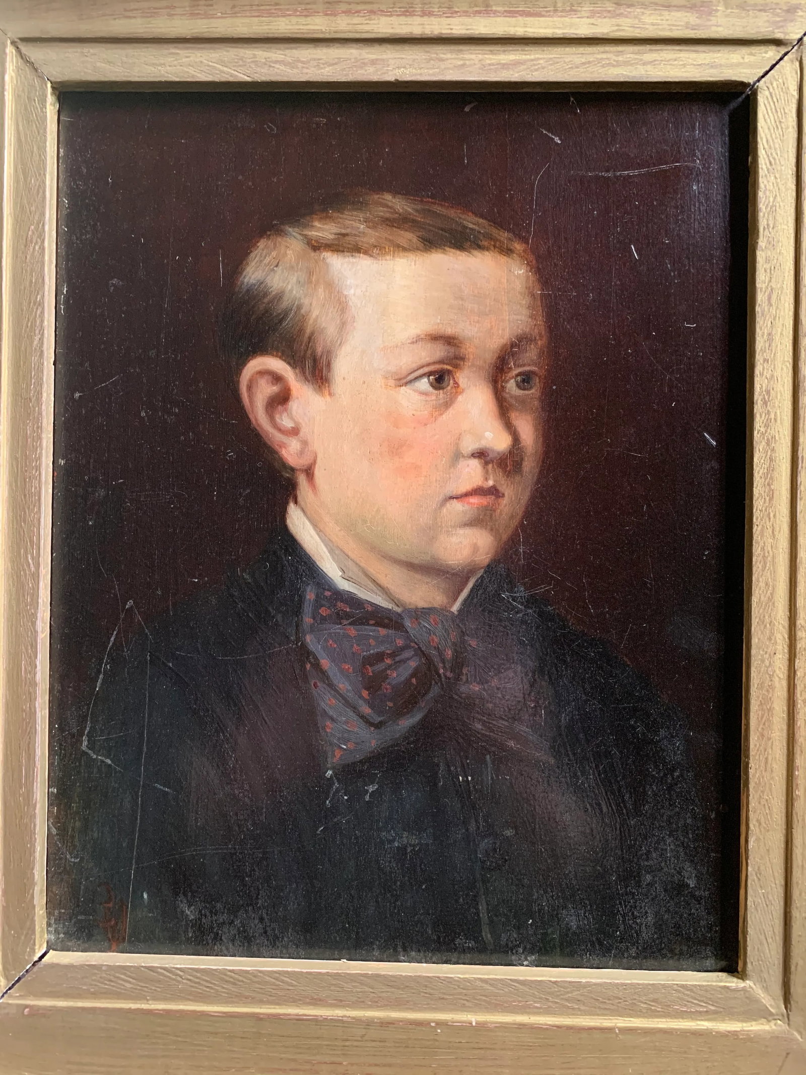 19th C. Oil on Wood Portrait - 2