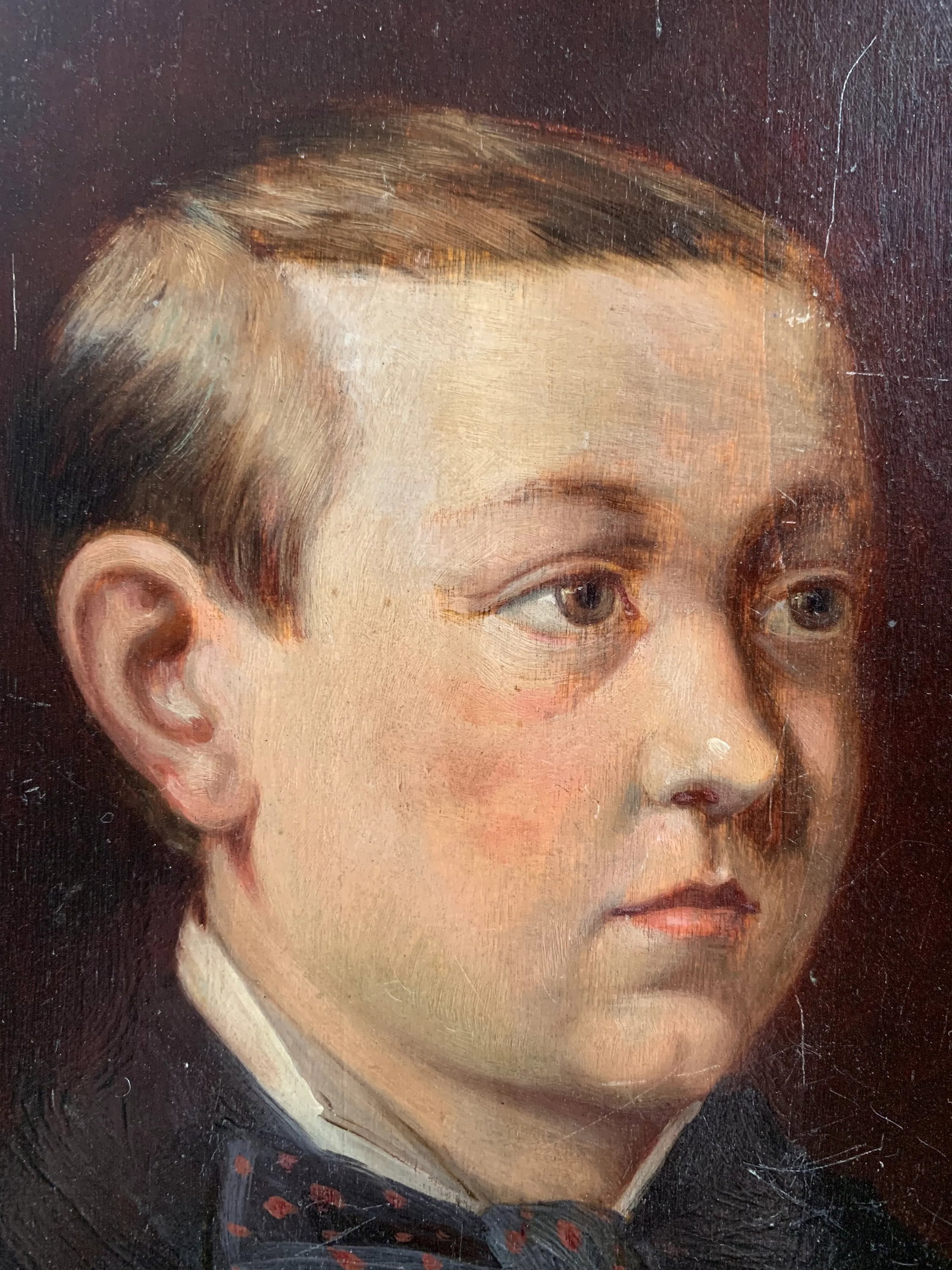 19th C. Oil on Wood Portrait - 3